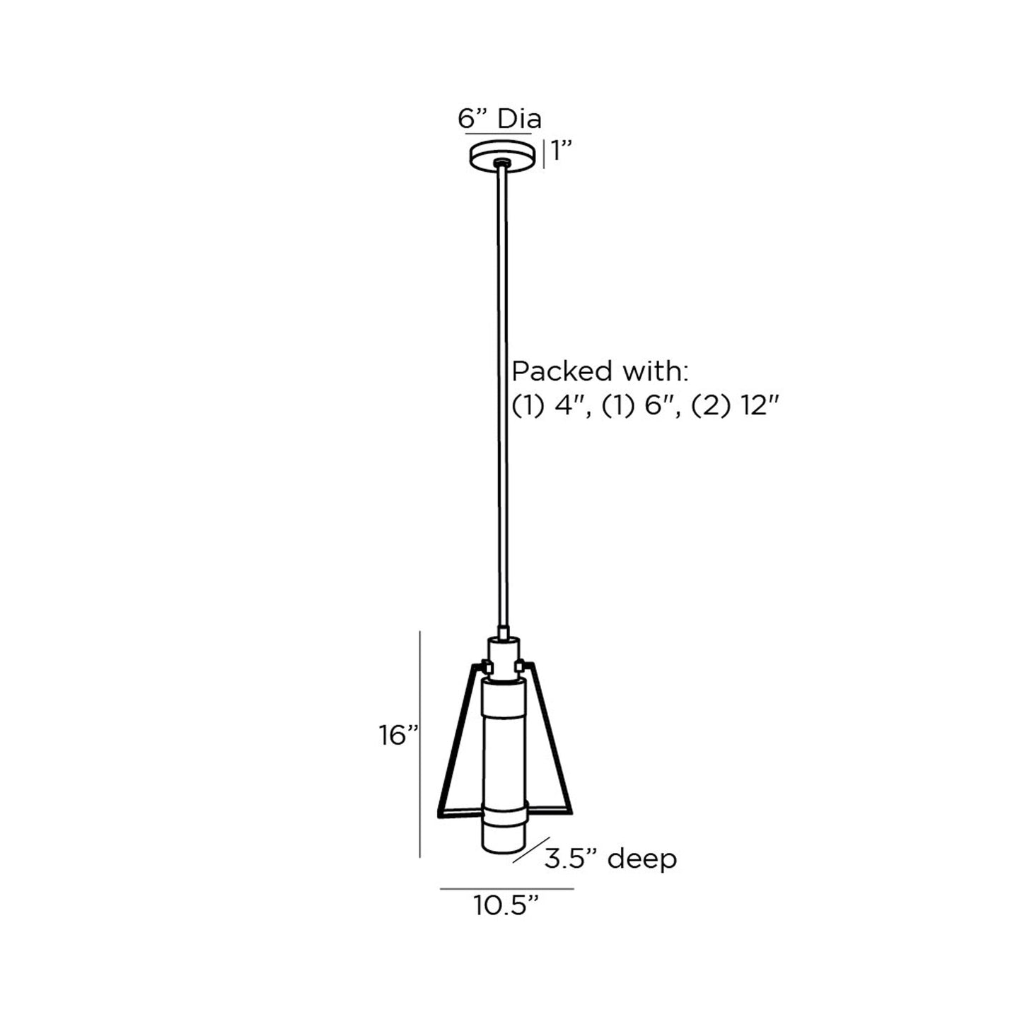 Rozuko Pendant Light - line drawing.