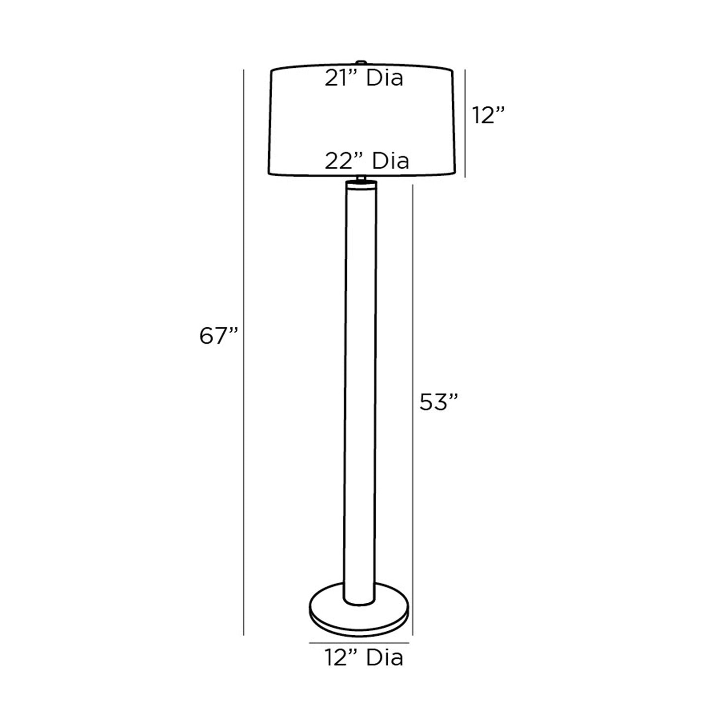 Russel Floor Lamp - line drawing.