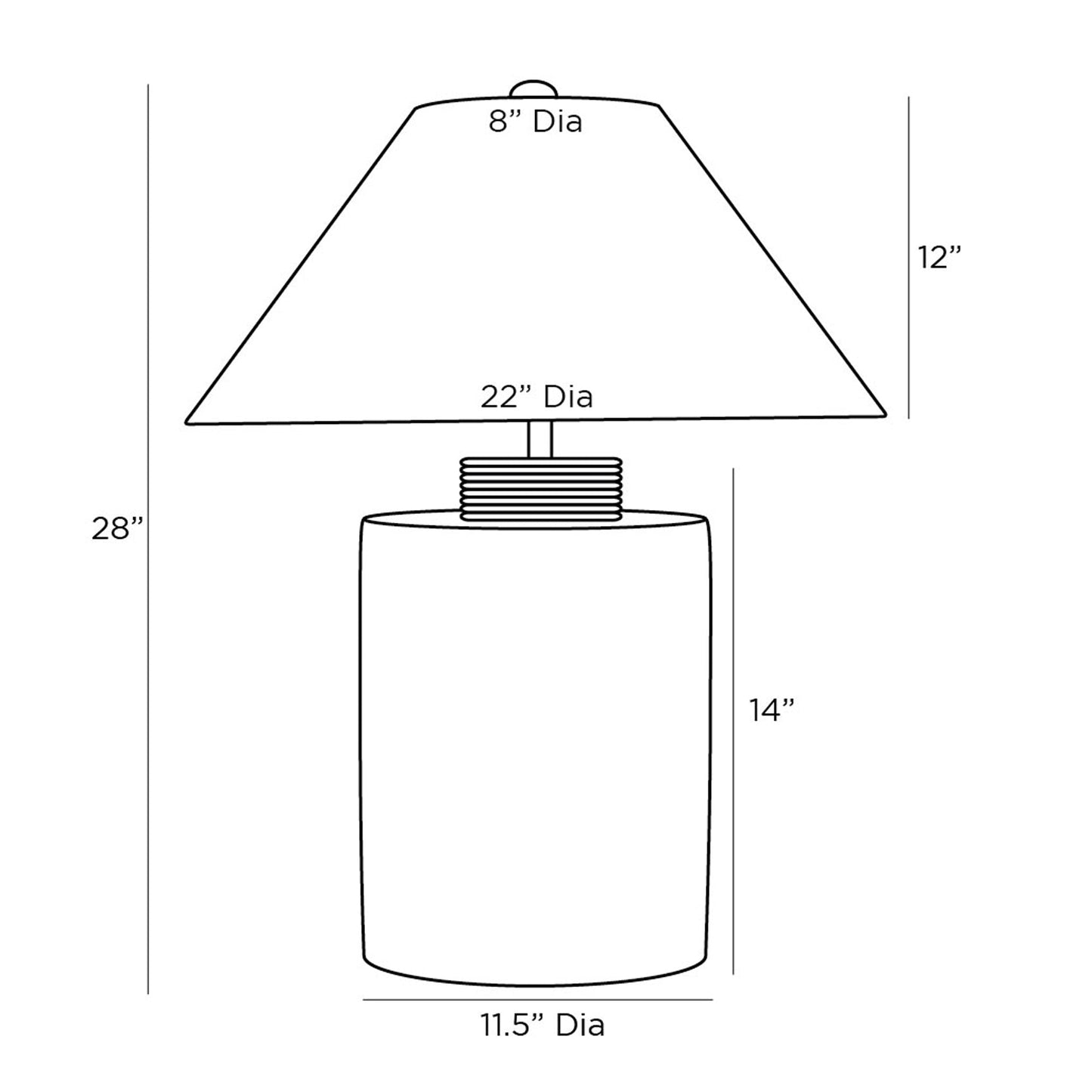 Samala Table Lamp - line drawing.