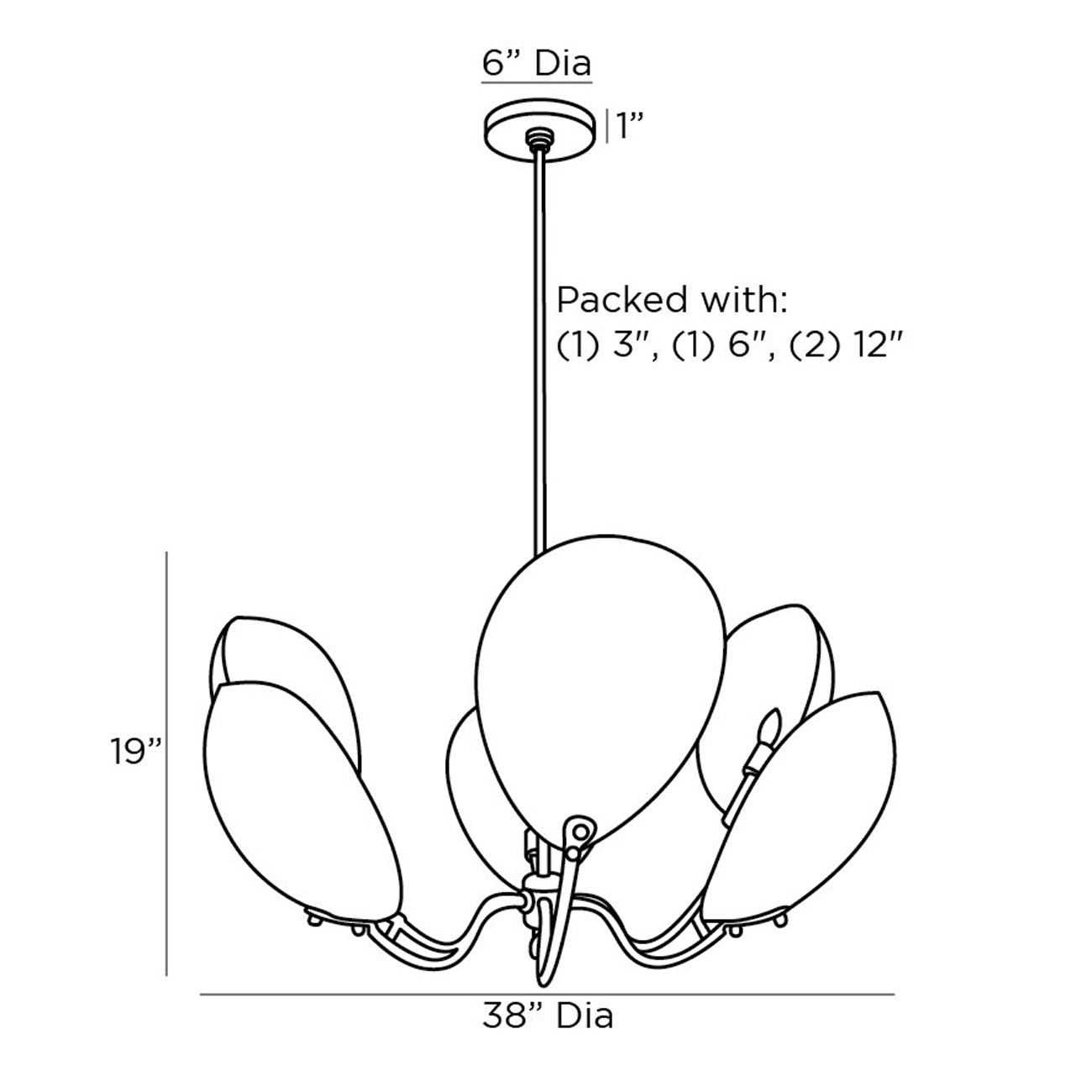 Savo Chandelier - line drawing.