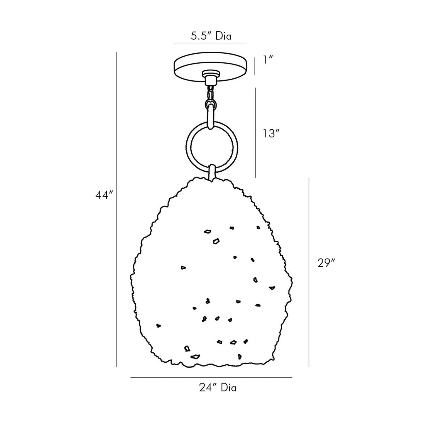 Saxon Pendant Light - line drawing.