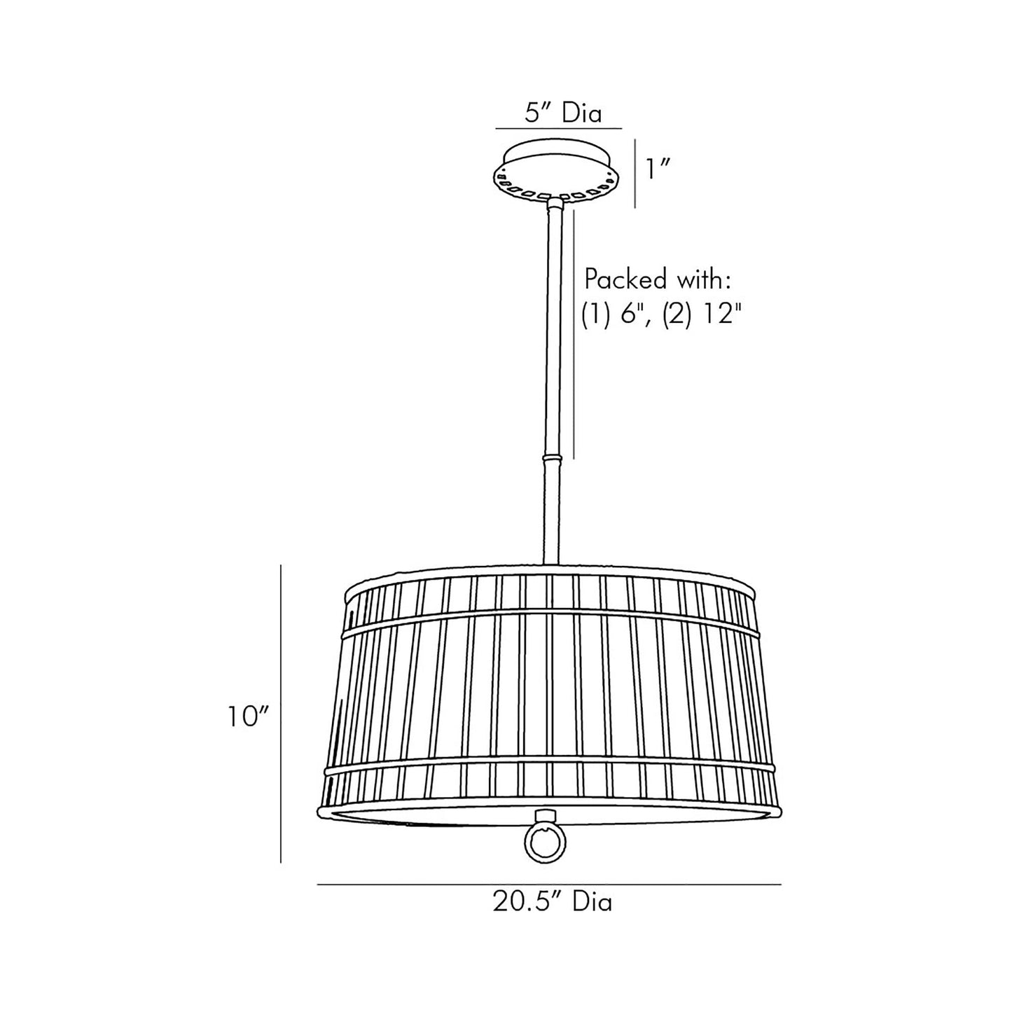 Sea Island Pendant Light - line drawing.