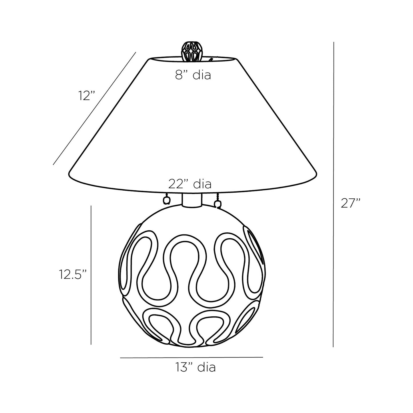 Serpiente Table Lamp - line drawing.