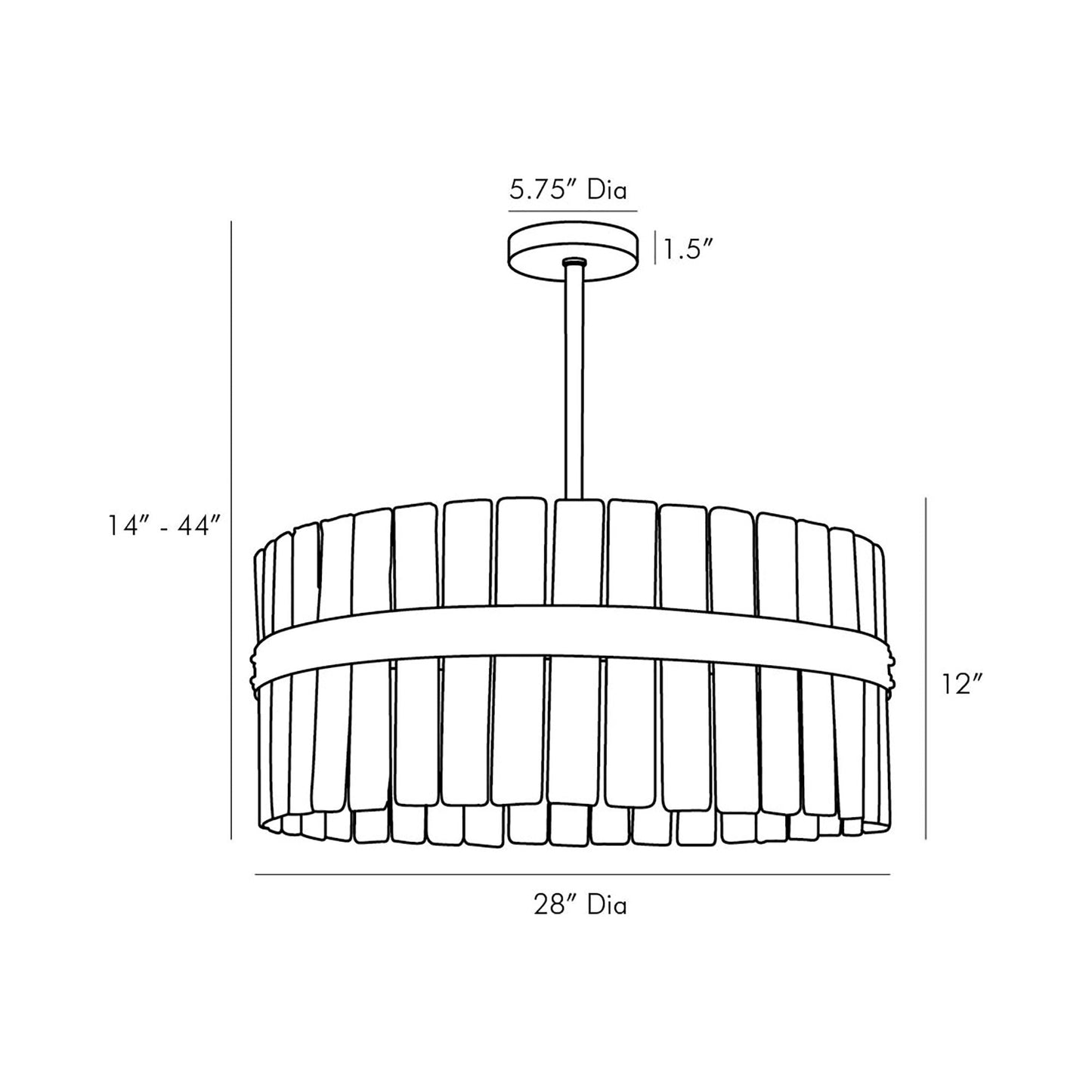 Sinclair Chandelier - line drawing.