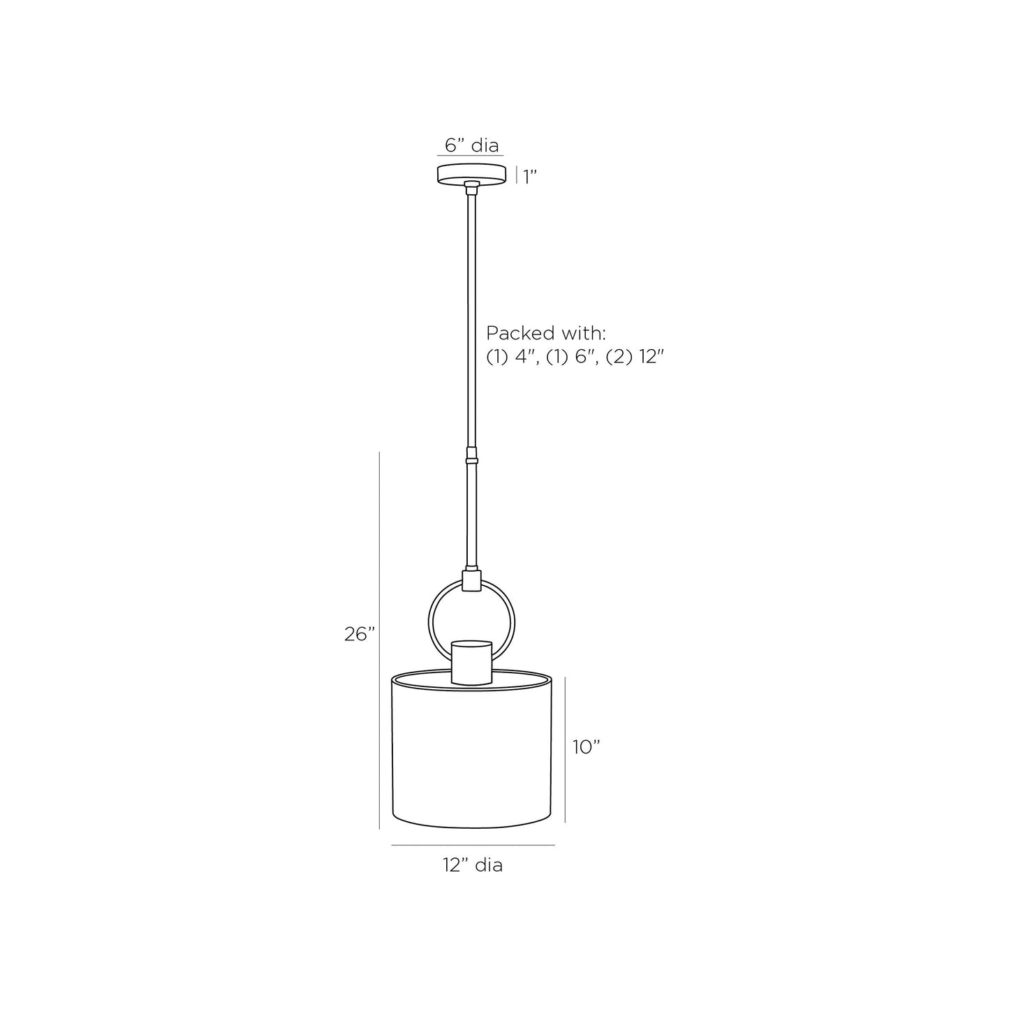 Tarlow Pendant Light - line drawing.