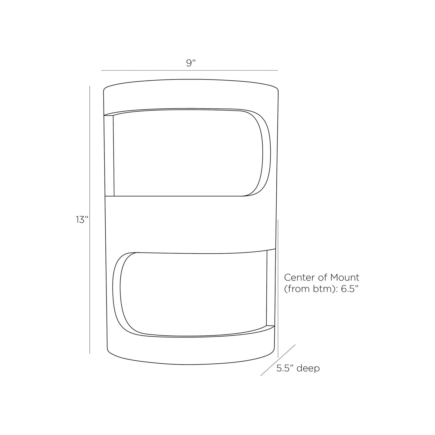 Temira Wall Light - line drawing.