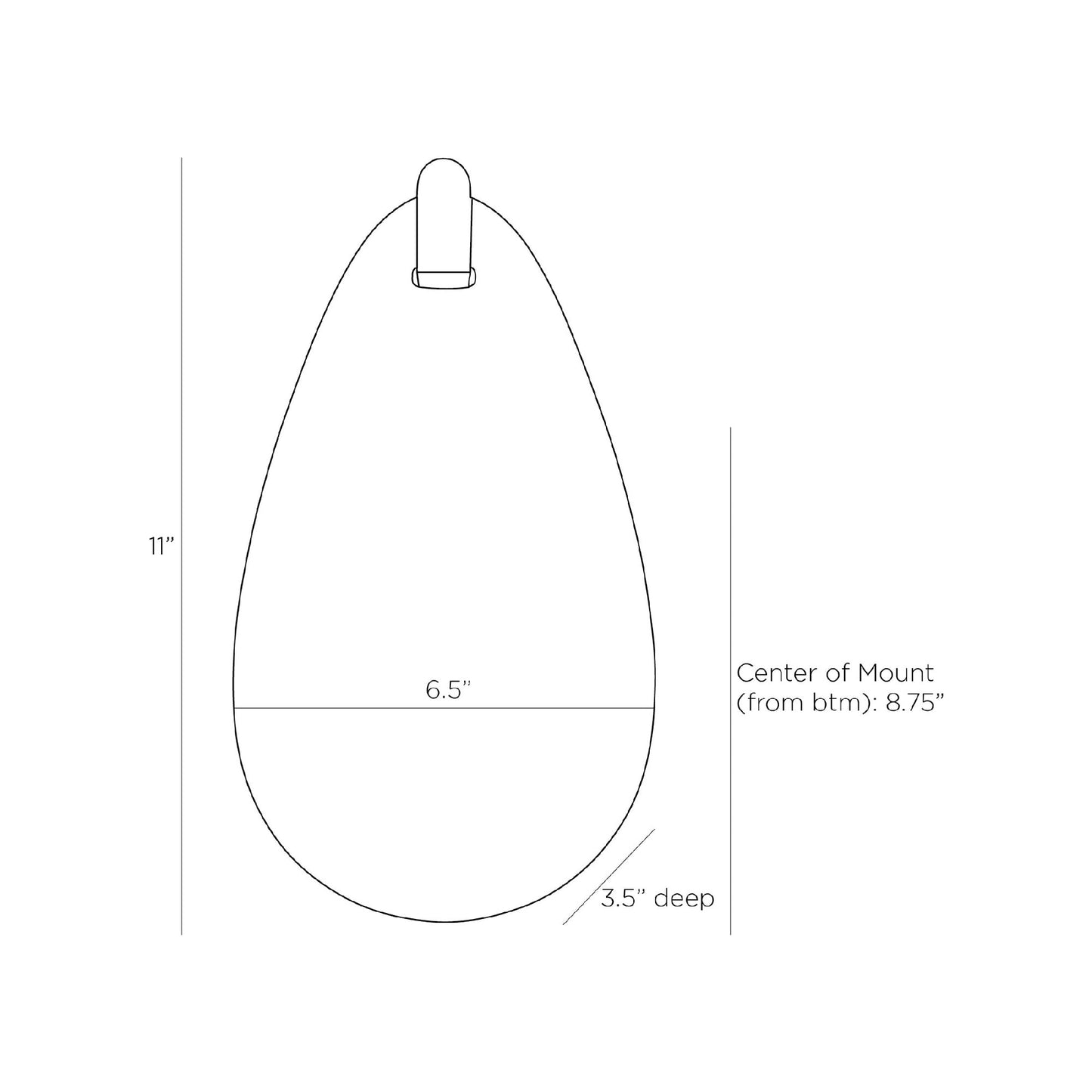 Tessa Wall Light - line drawing.