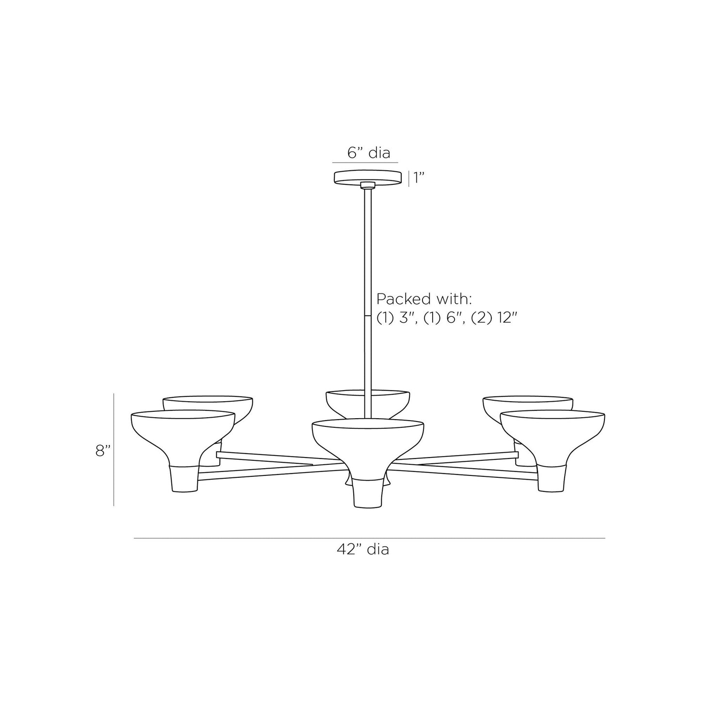 Thatcher Chandelier - line drawing.