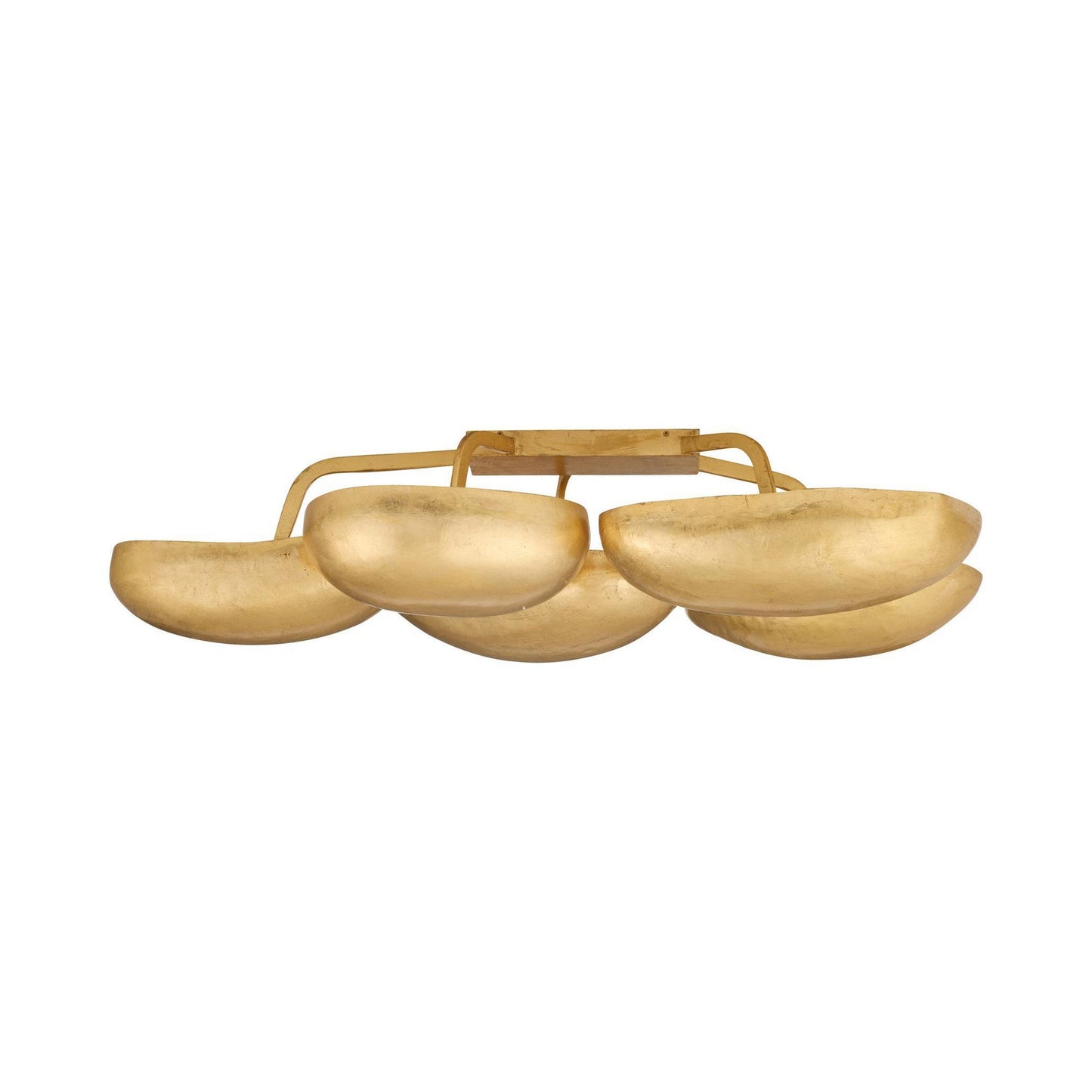 Theo Semi Flush Mount Ceiling Light in Gold Leaf.