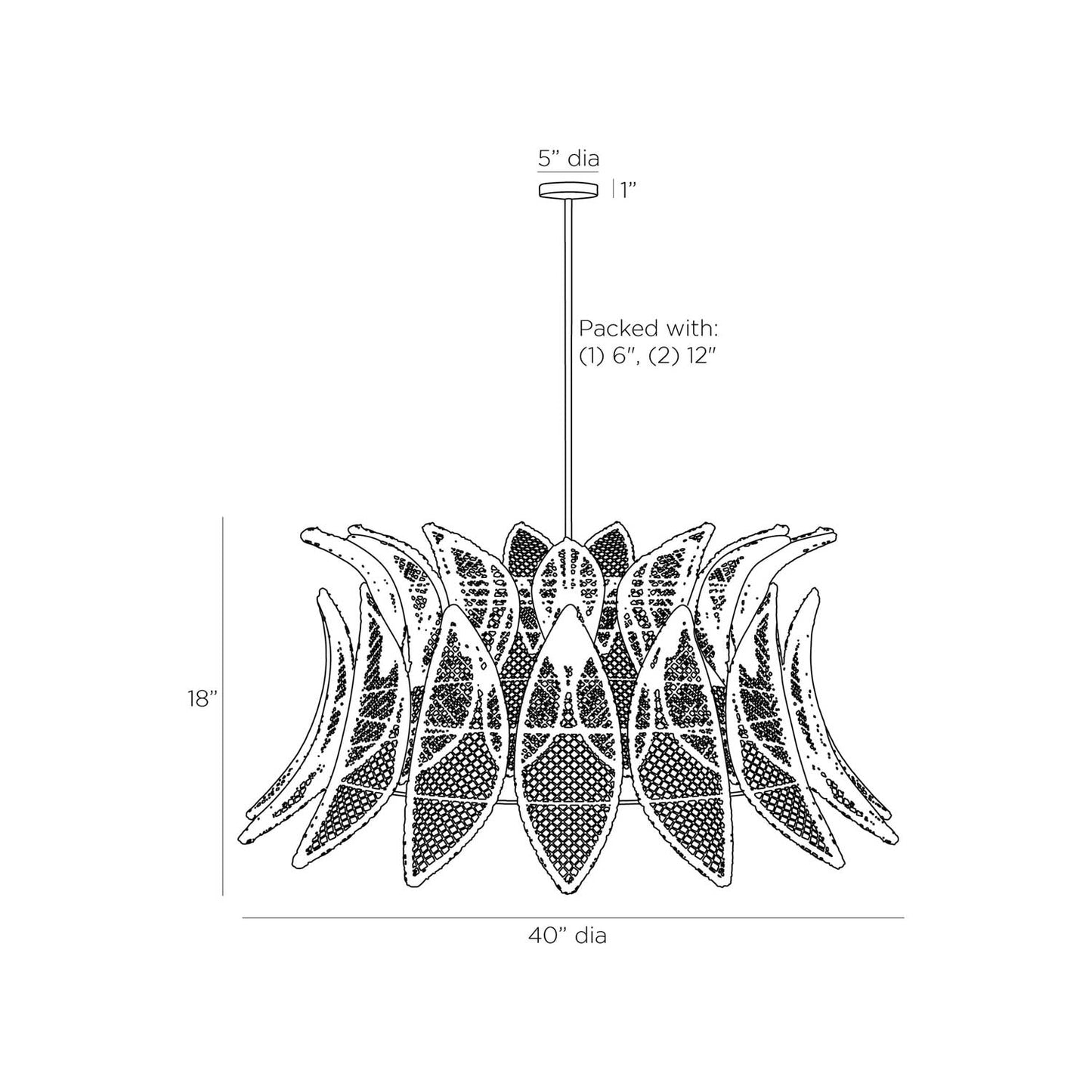 Tisdale Pendant Light - line drawing.