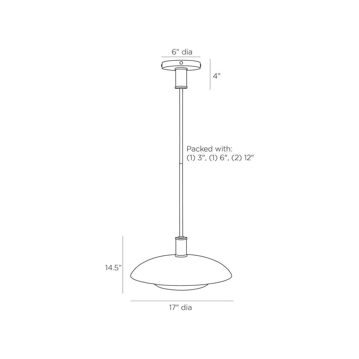 Tobias Pendant Light - line drawing.