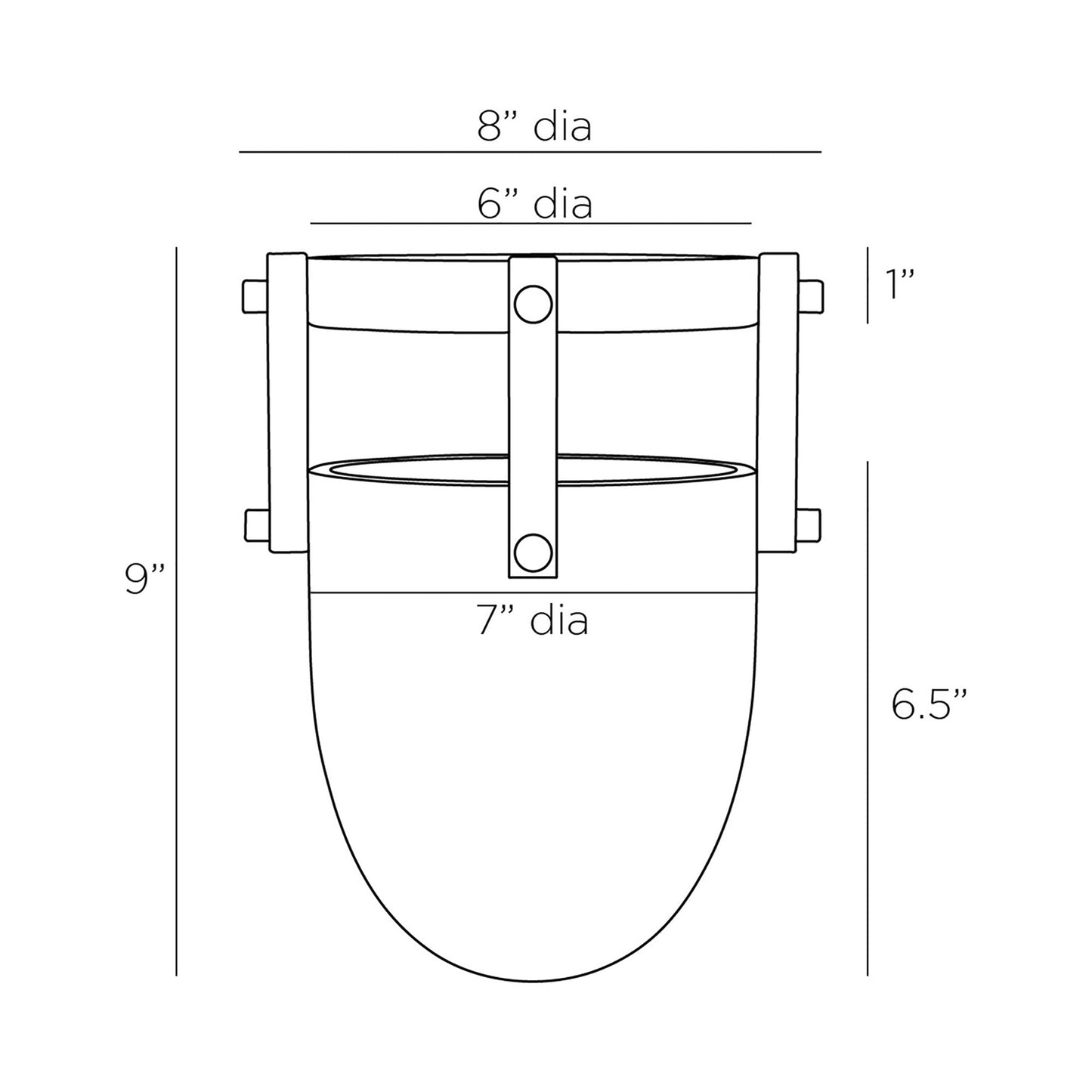 Toren Flush Mount Ceiling Light - line drawing.