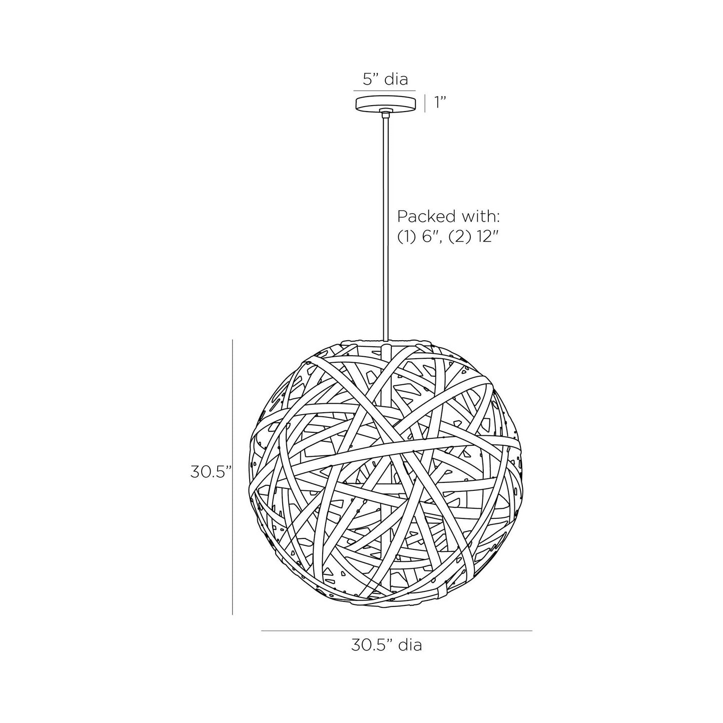 Trai Pendant Light - line drawing.