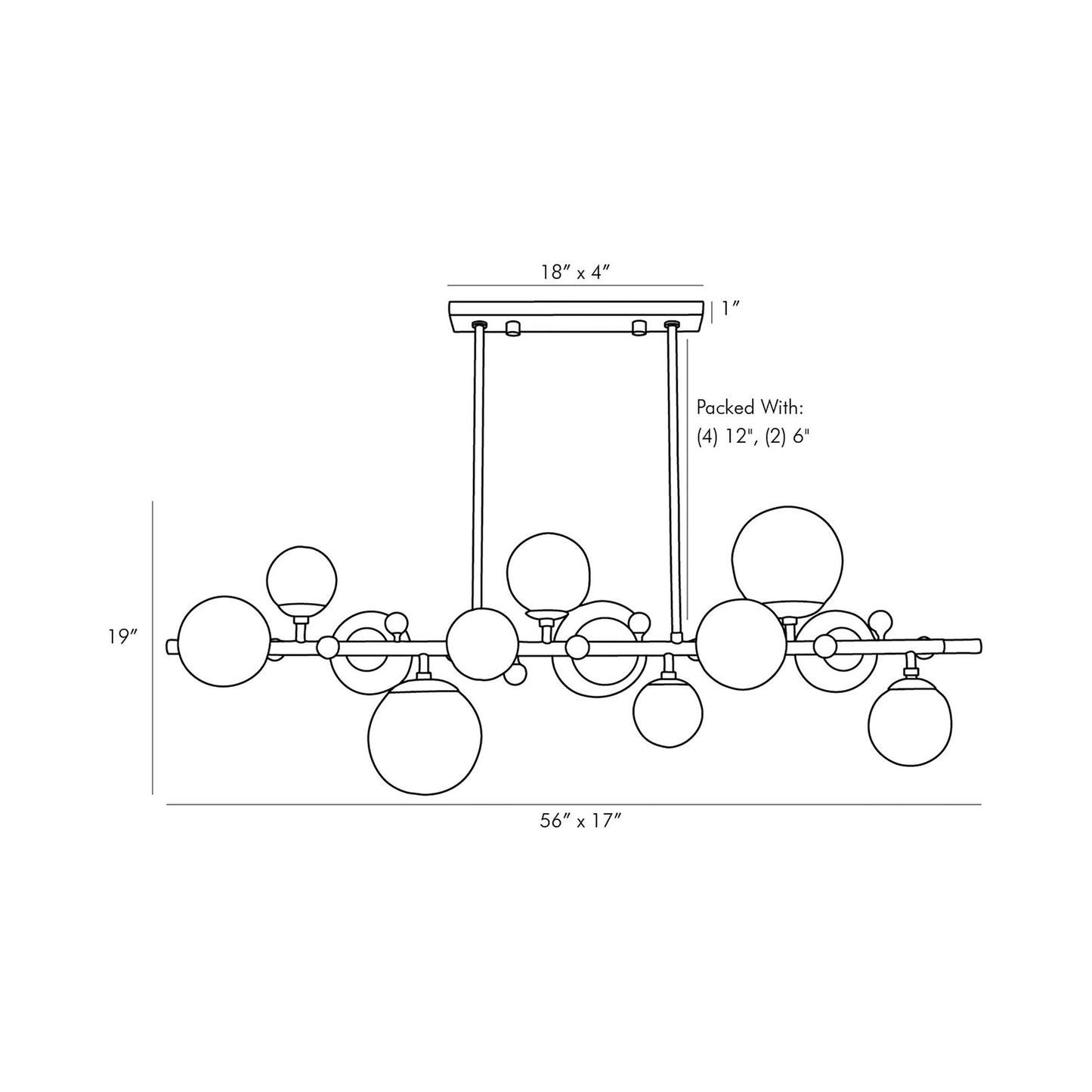 Troon Chandelier - line drawing.