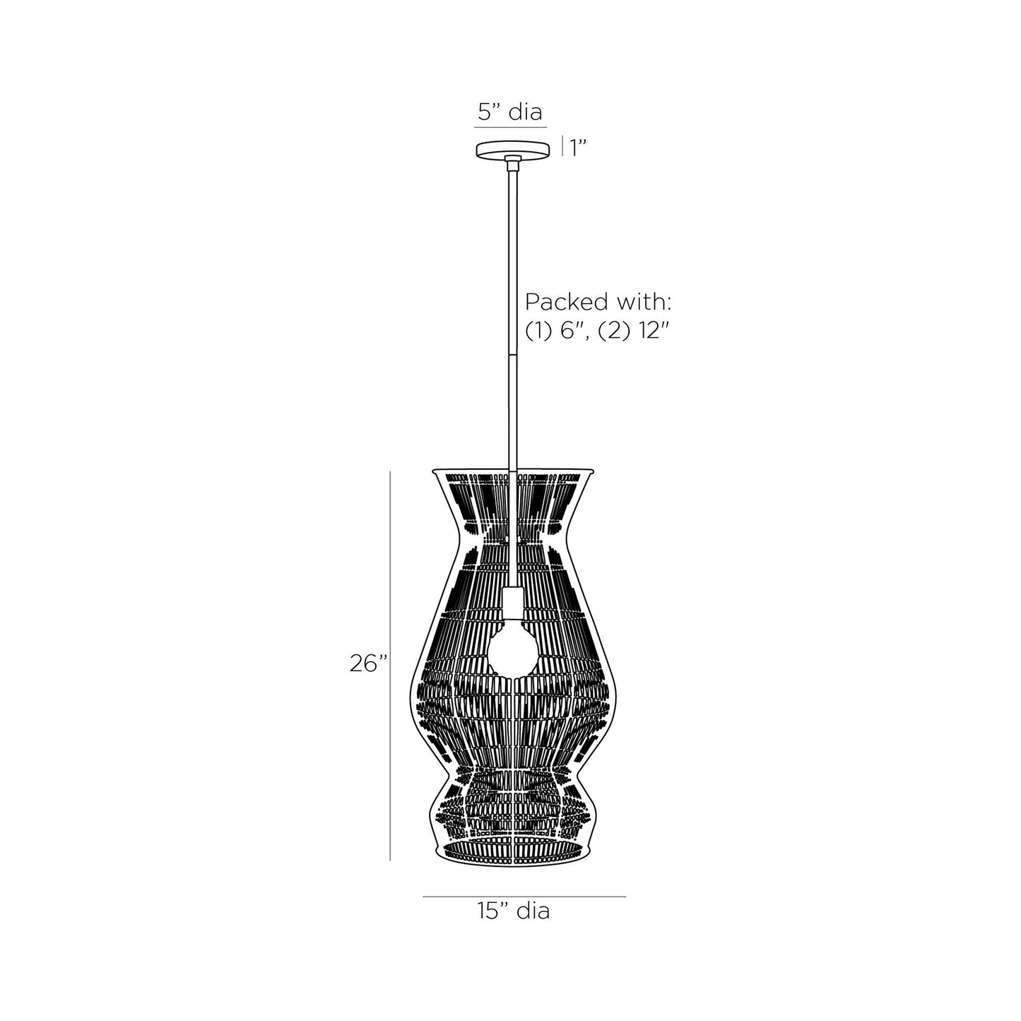Turks Pendant Light - line drawing.