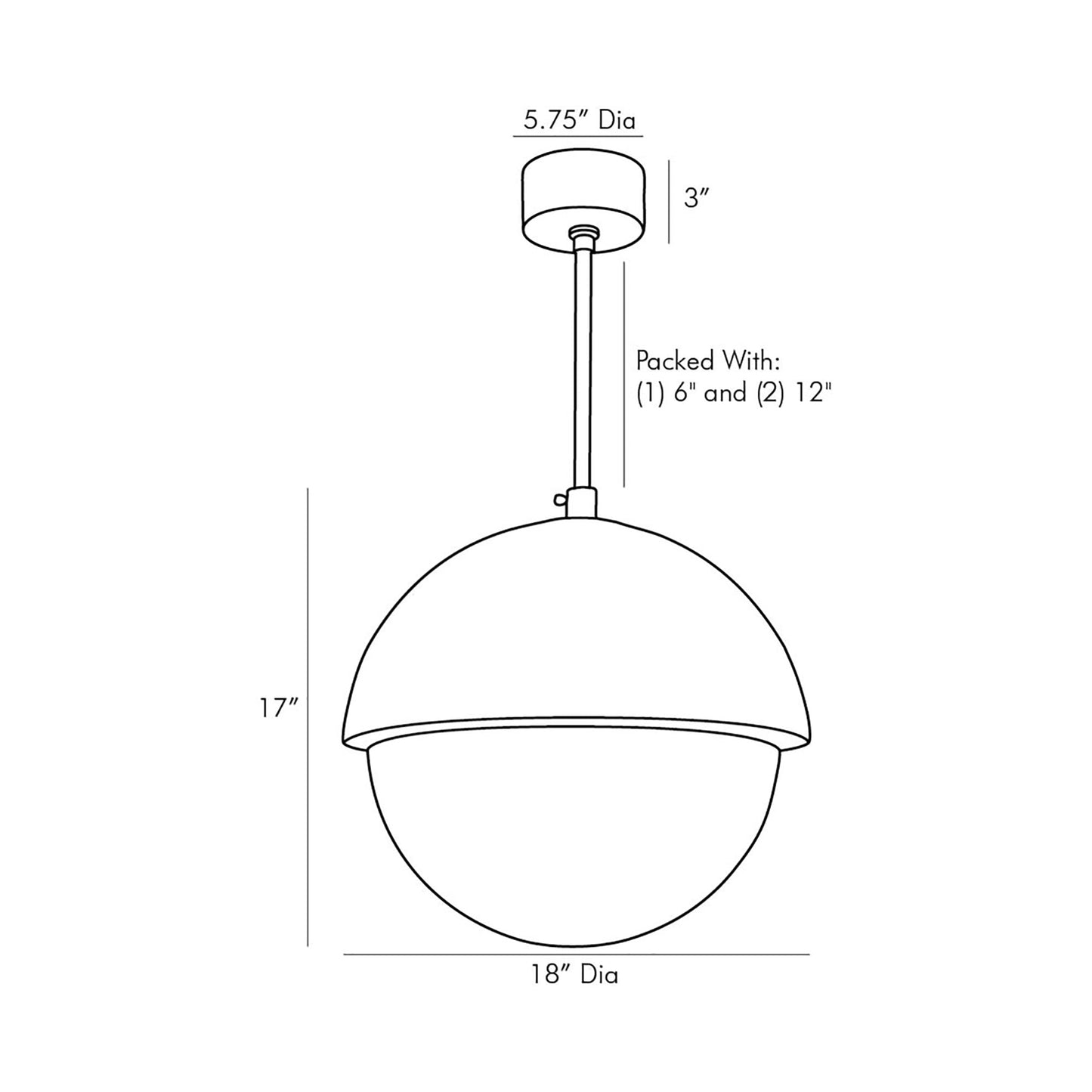 Underwood Pendant Light - line drawing.