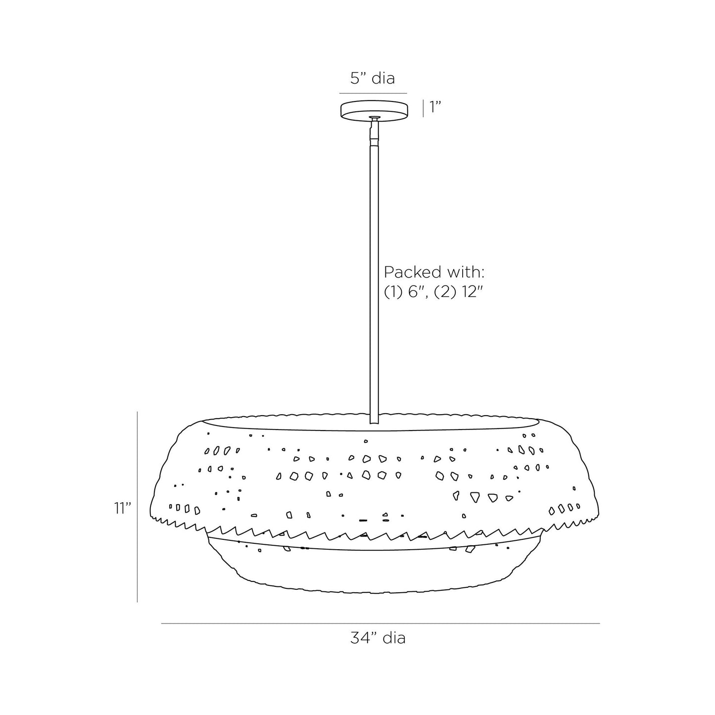 Valdez Pendant Light - line drawing.