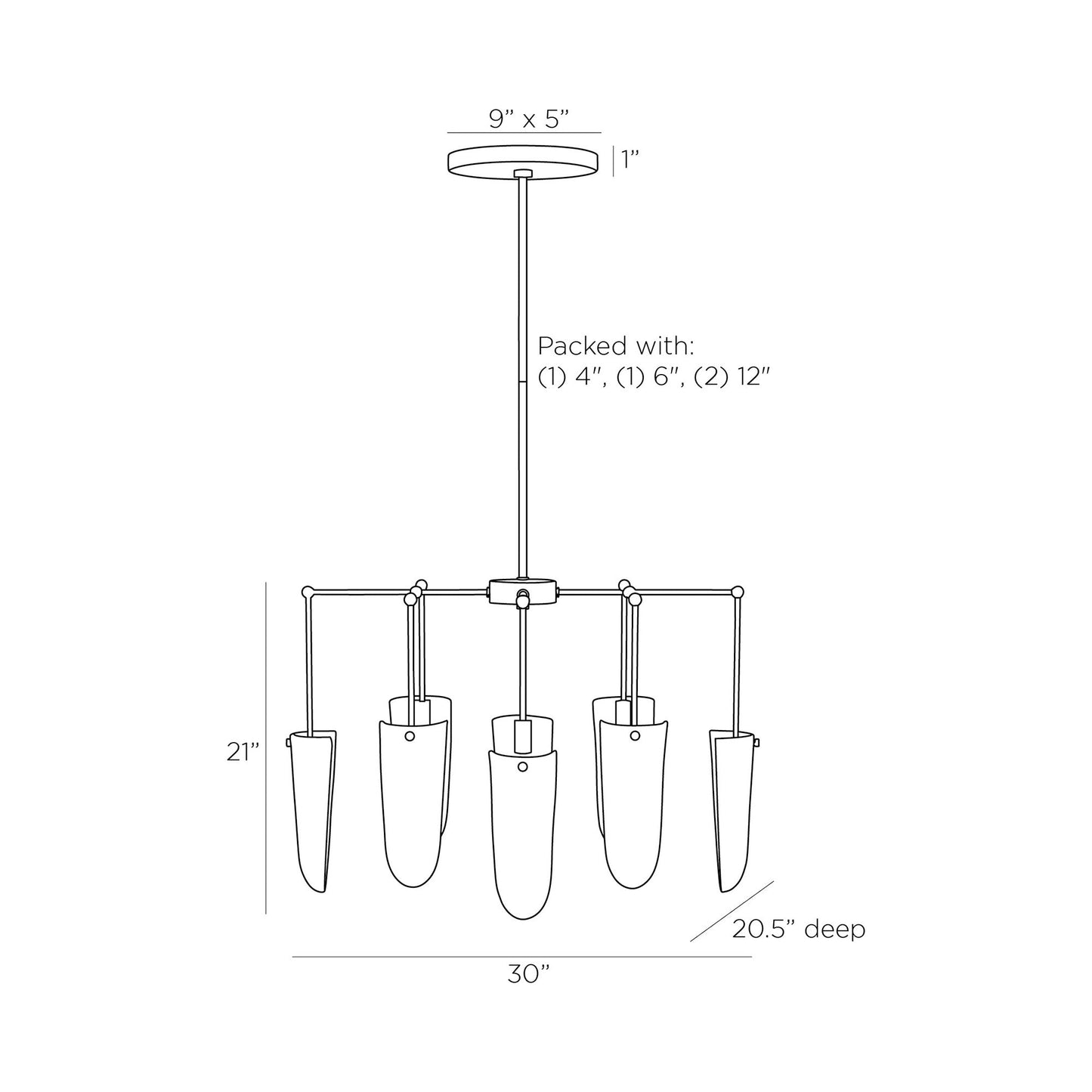 Valeria Chandelier - line drawing.