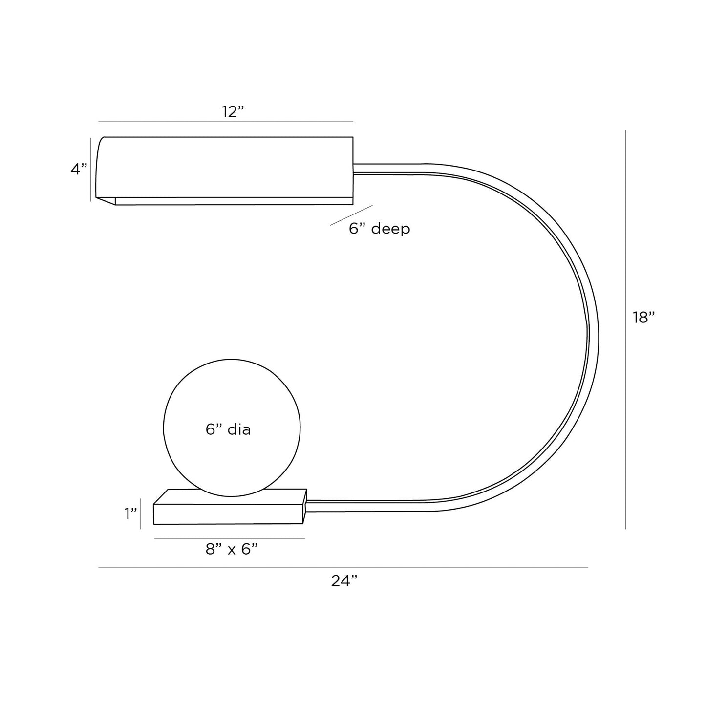 Venice Table Lamp - line drawing.