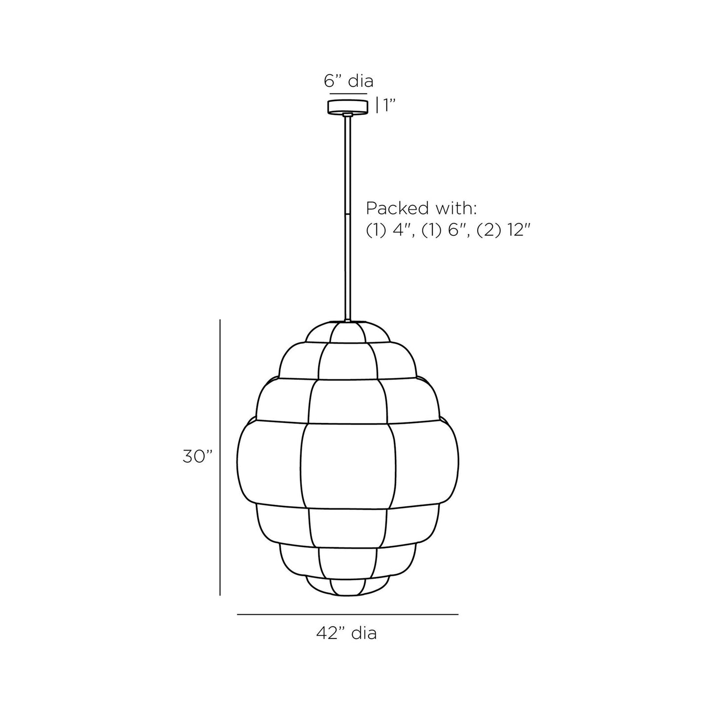 Yahara Chandelier - line drawing.