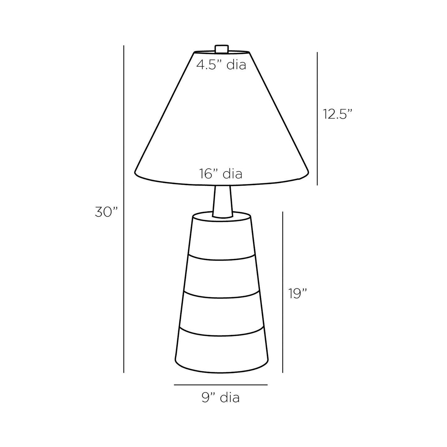 Yuri Table Lamp - line drawing.
