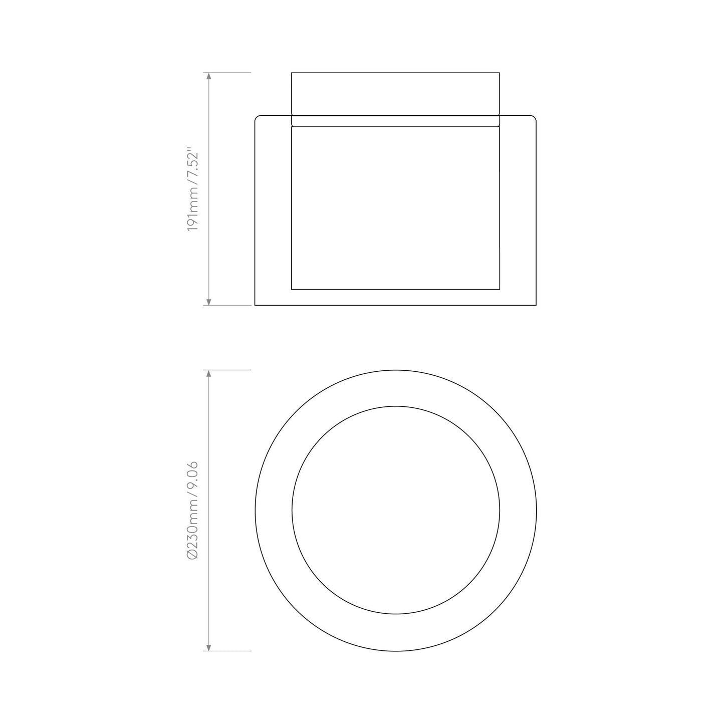 Arezzo Flush Mount Ceiling Light - line drawing.