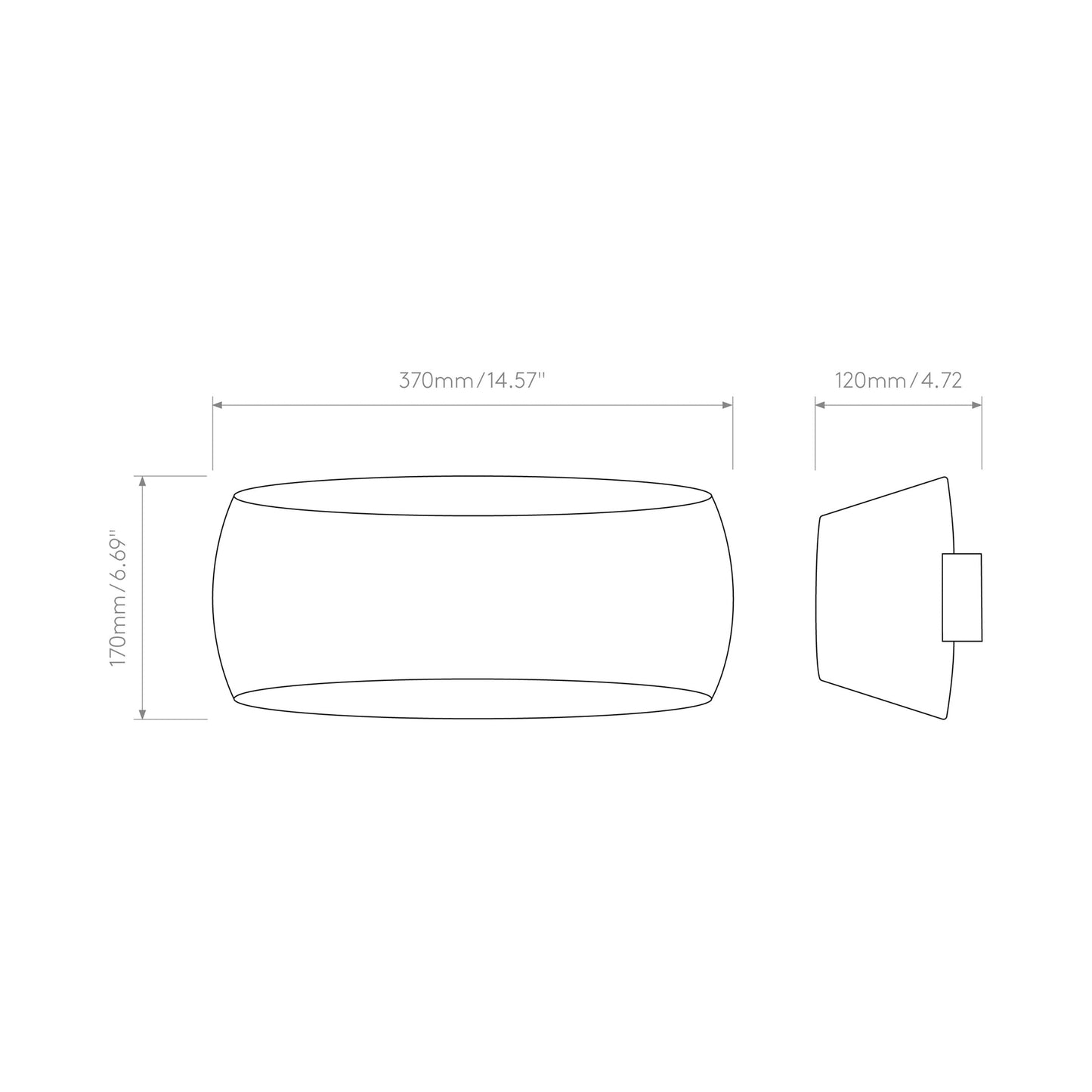 Aria 370 Wall Light - line drawing.