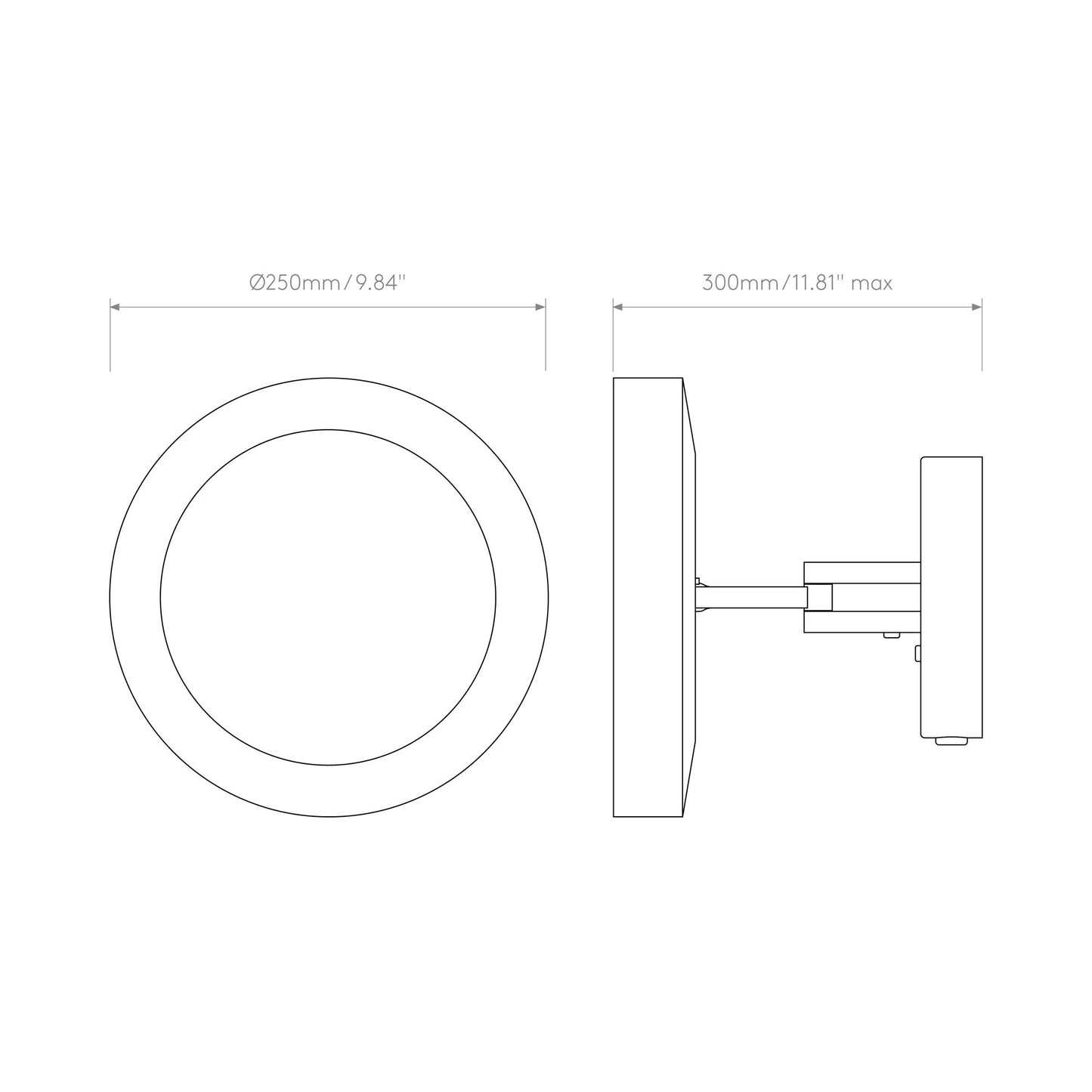 Catena LED Magnifying Wall Mirror - line drawing.