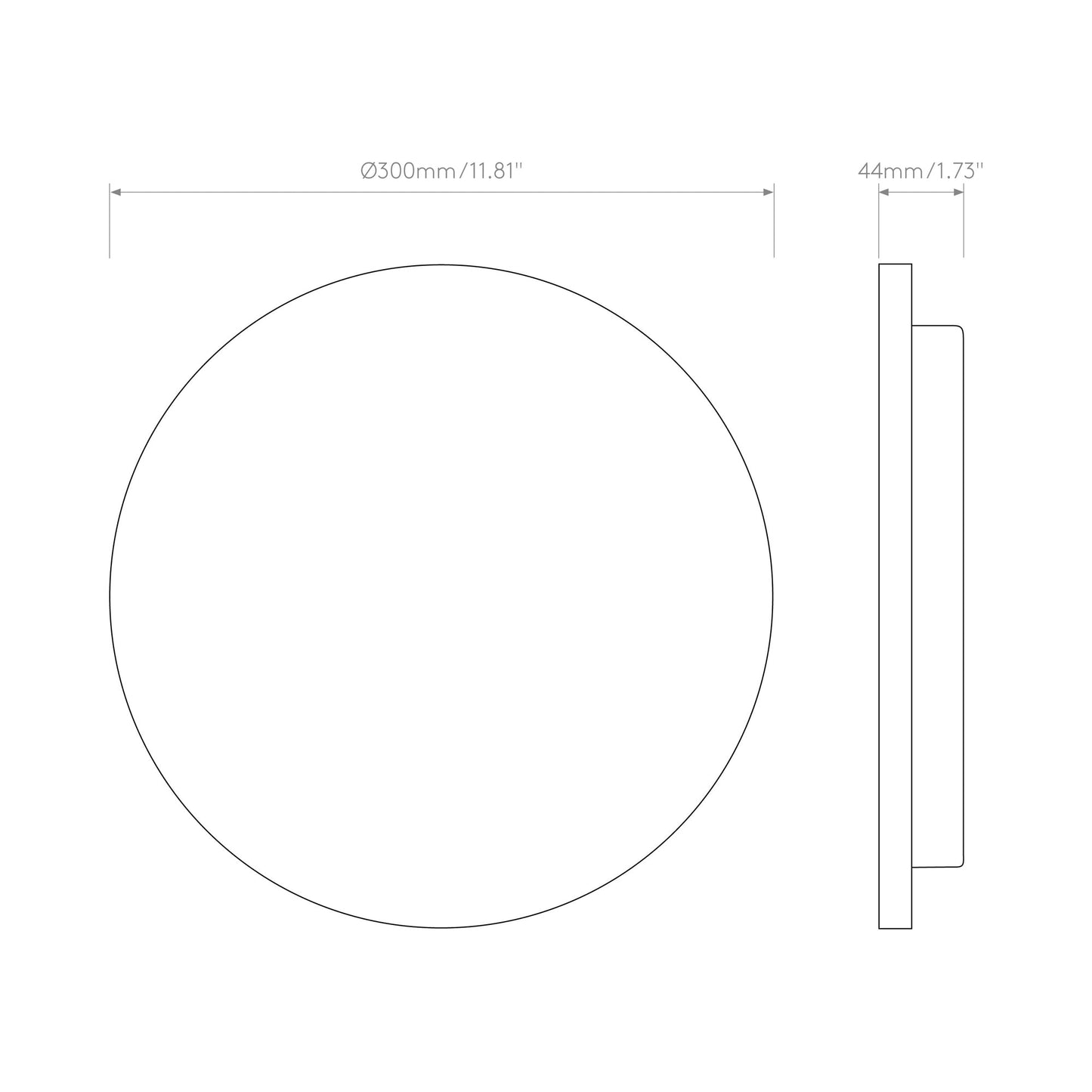 Eclipse Concrete LED Wall Light - line drawing.