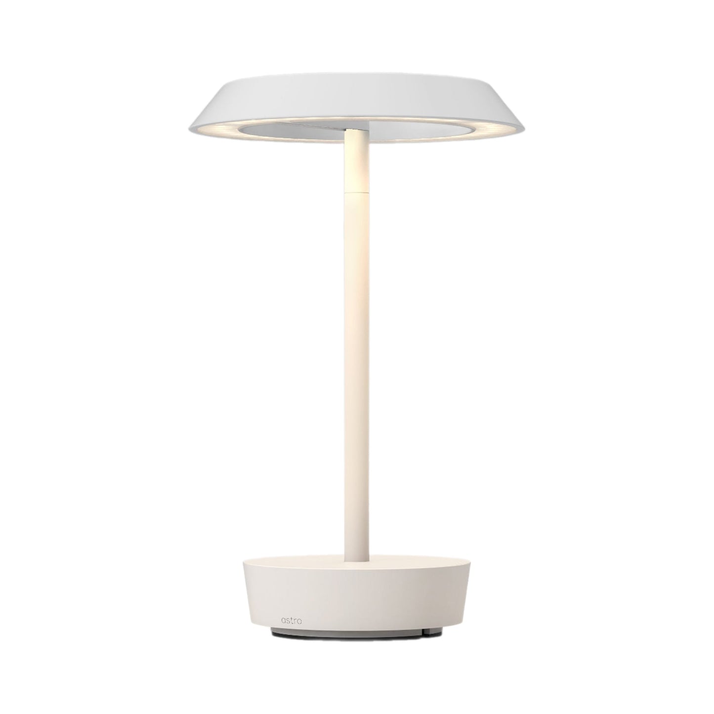 Halo LED Portable Table Lamp in Matt White.