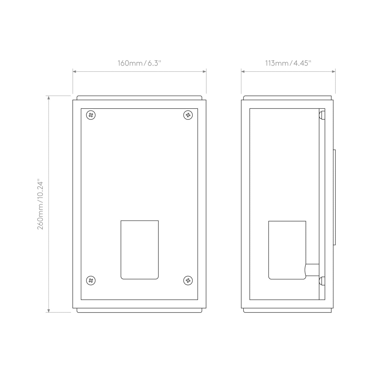 Homefield Outdoor Wall Light - line drawing.