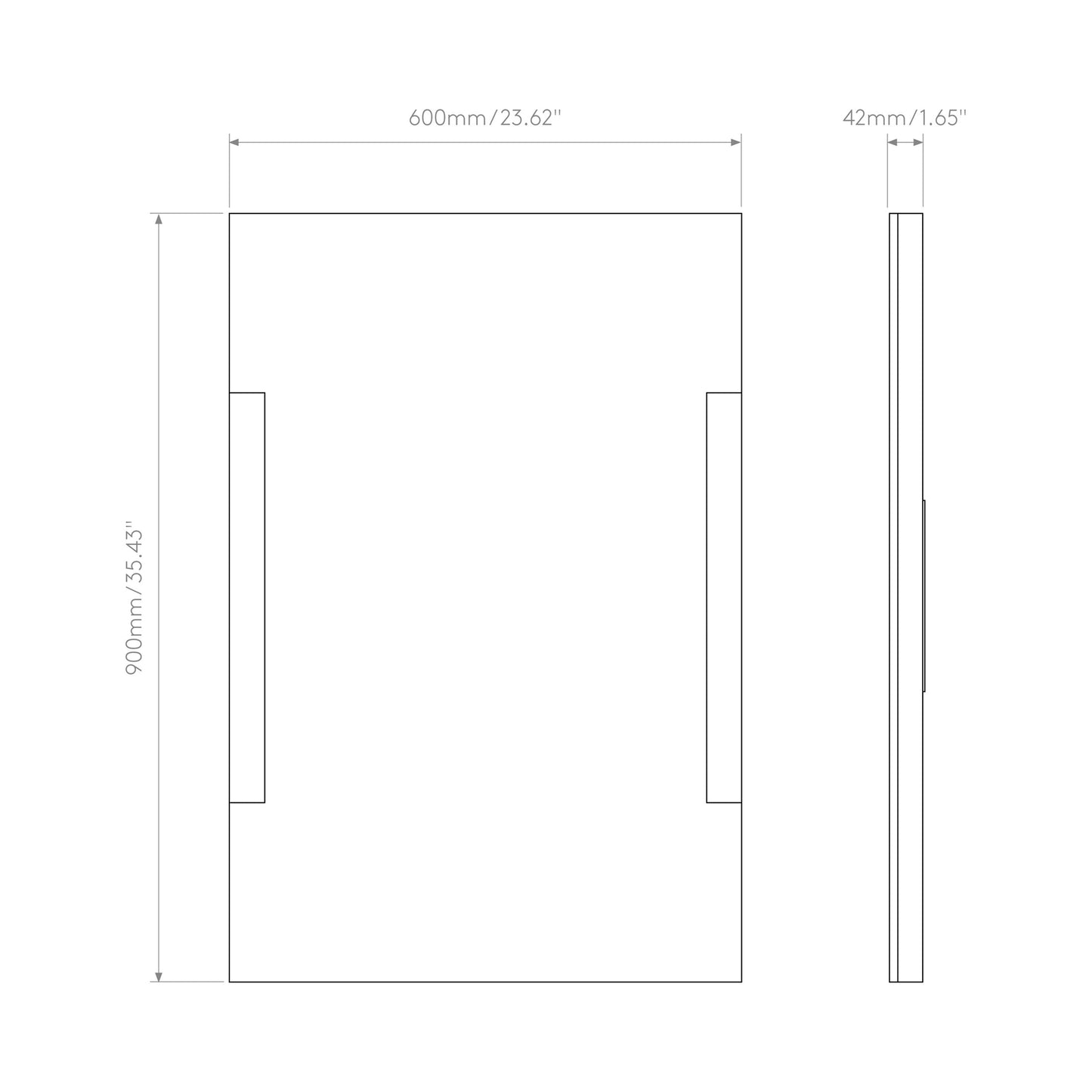 Imola LED Illuminated Mirror - line drawing.