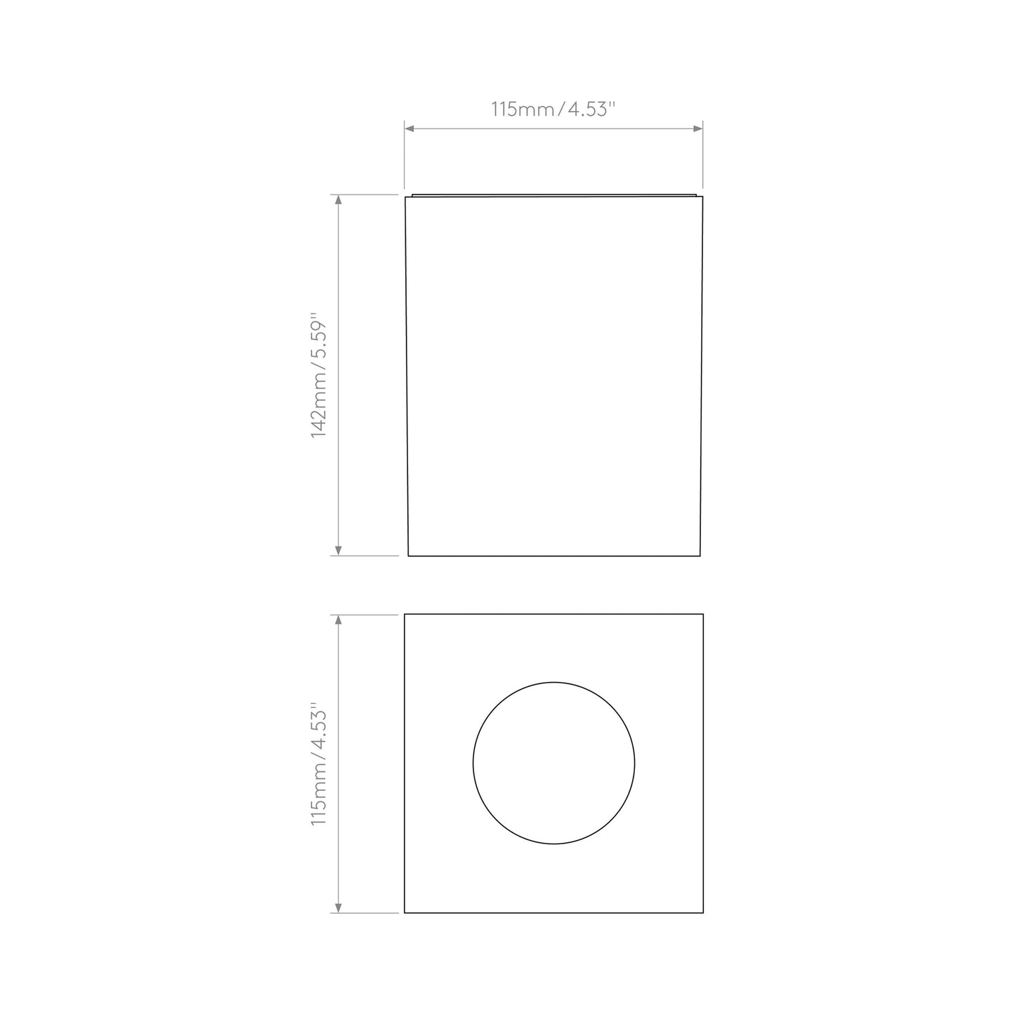 Kos Square LED Recessed Light - line drawing.