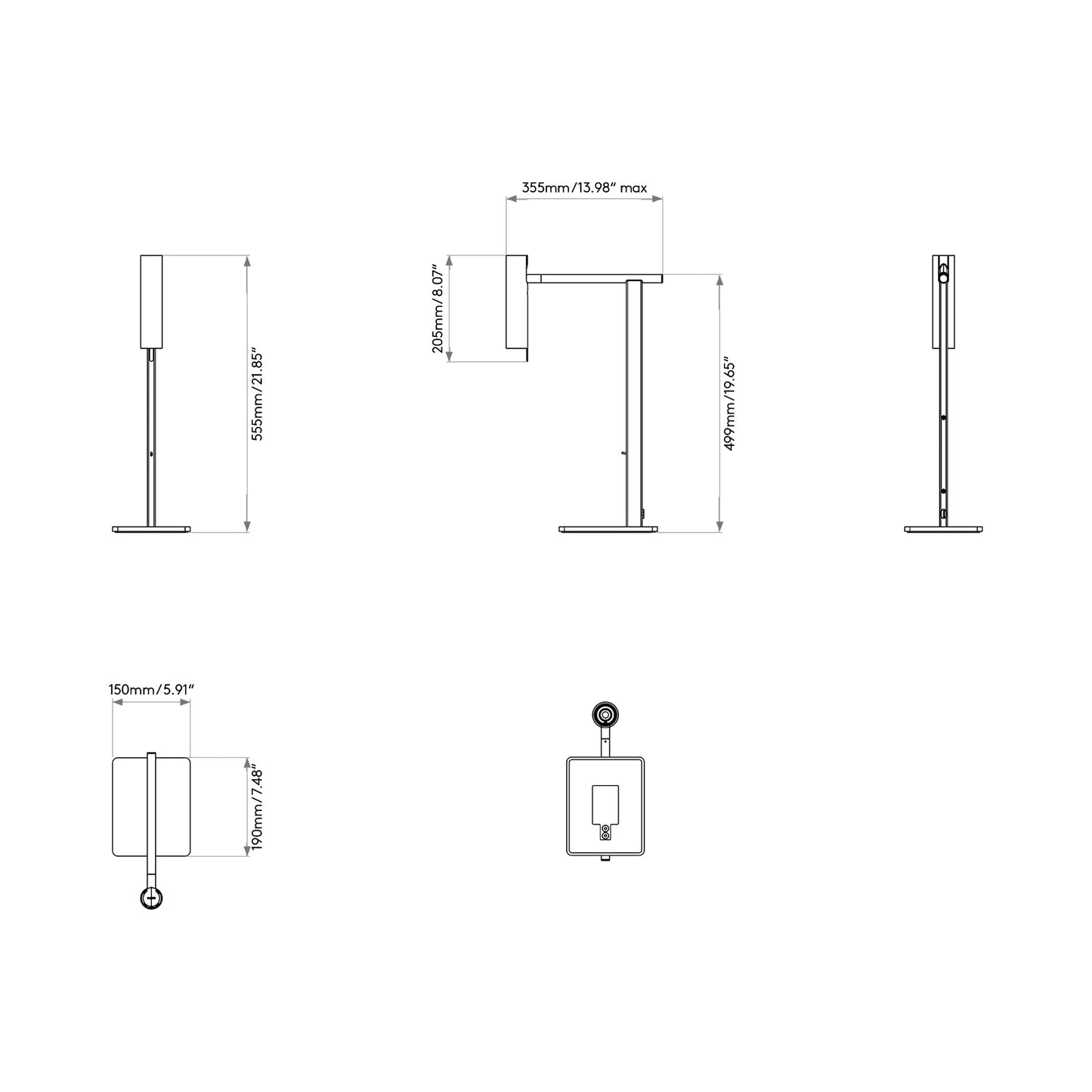 Leda Table Lamp - line drawing.