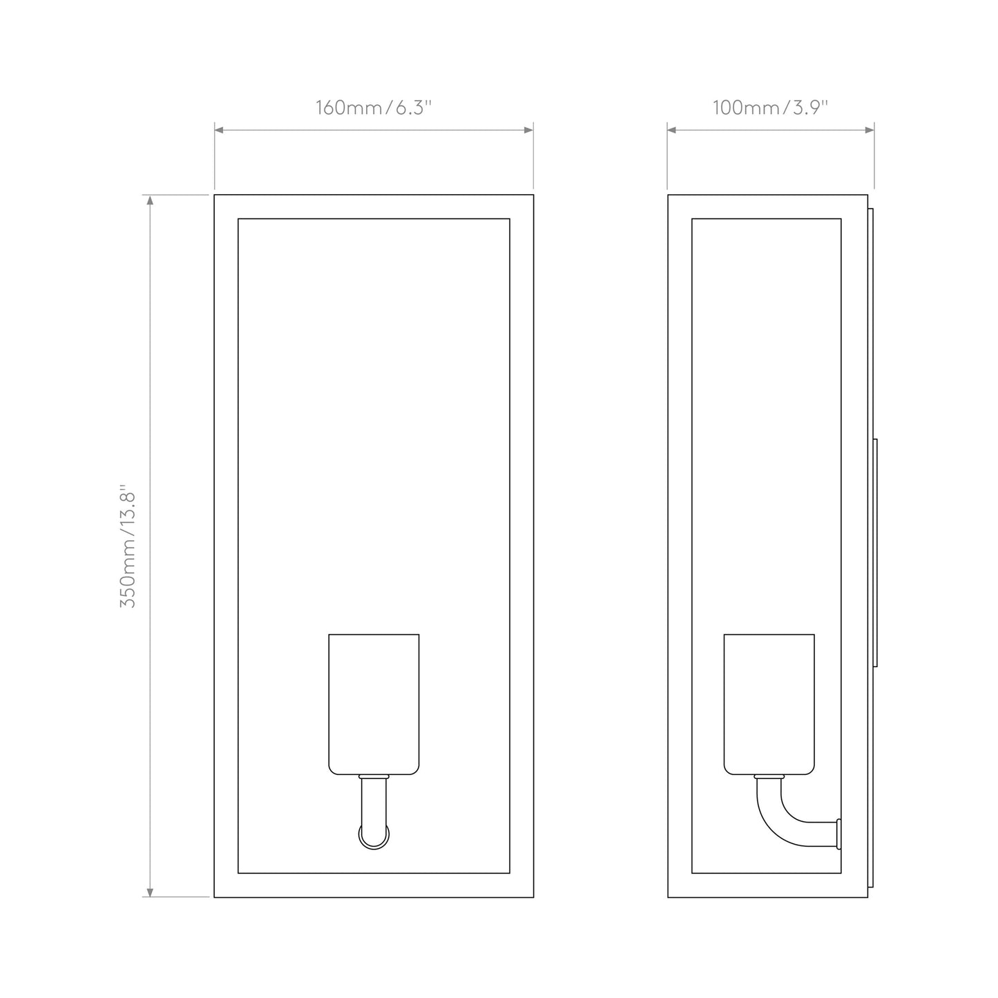 Messina Outdoor Wall Light - line drawing.