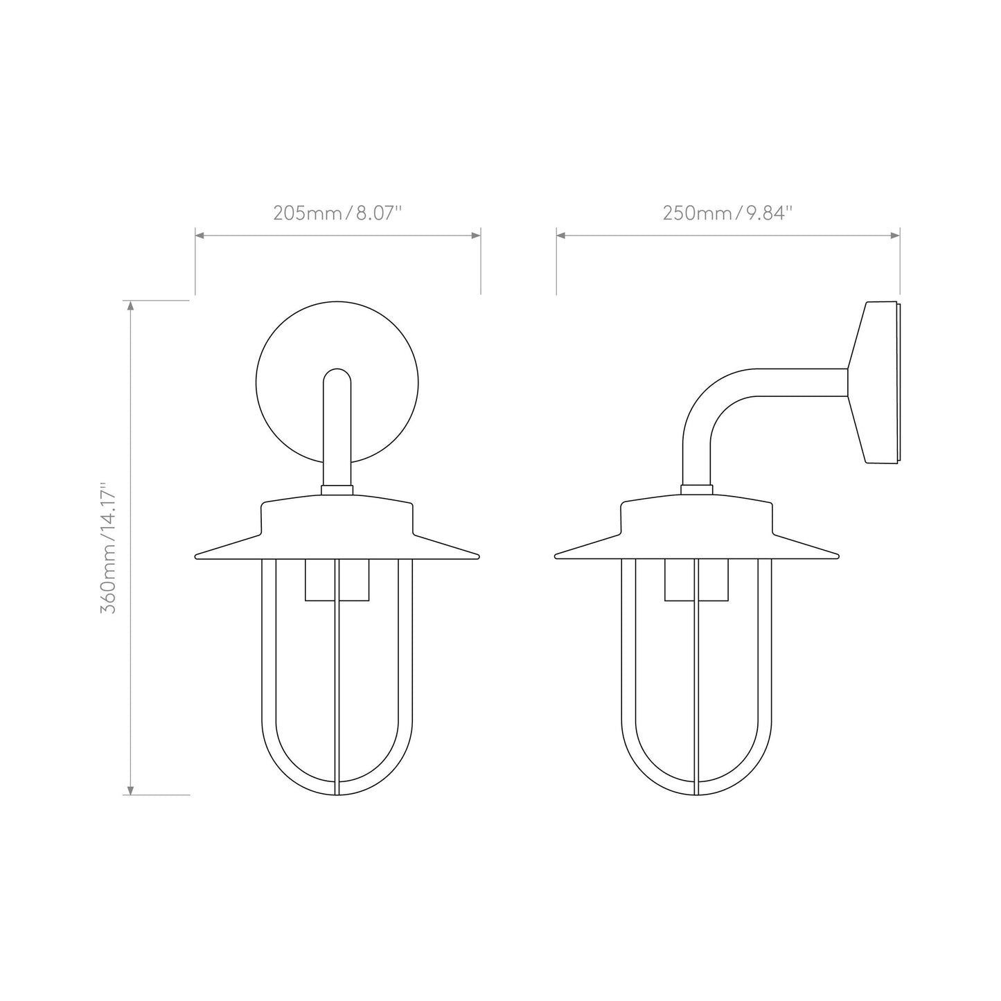 Montparnasse Outdoor Wall Light - line drawing.