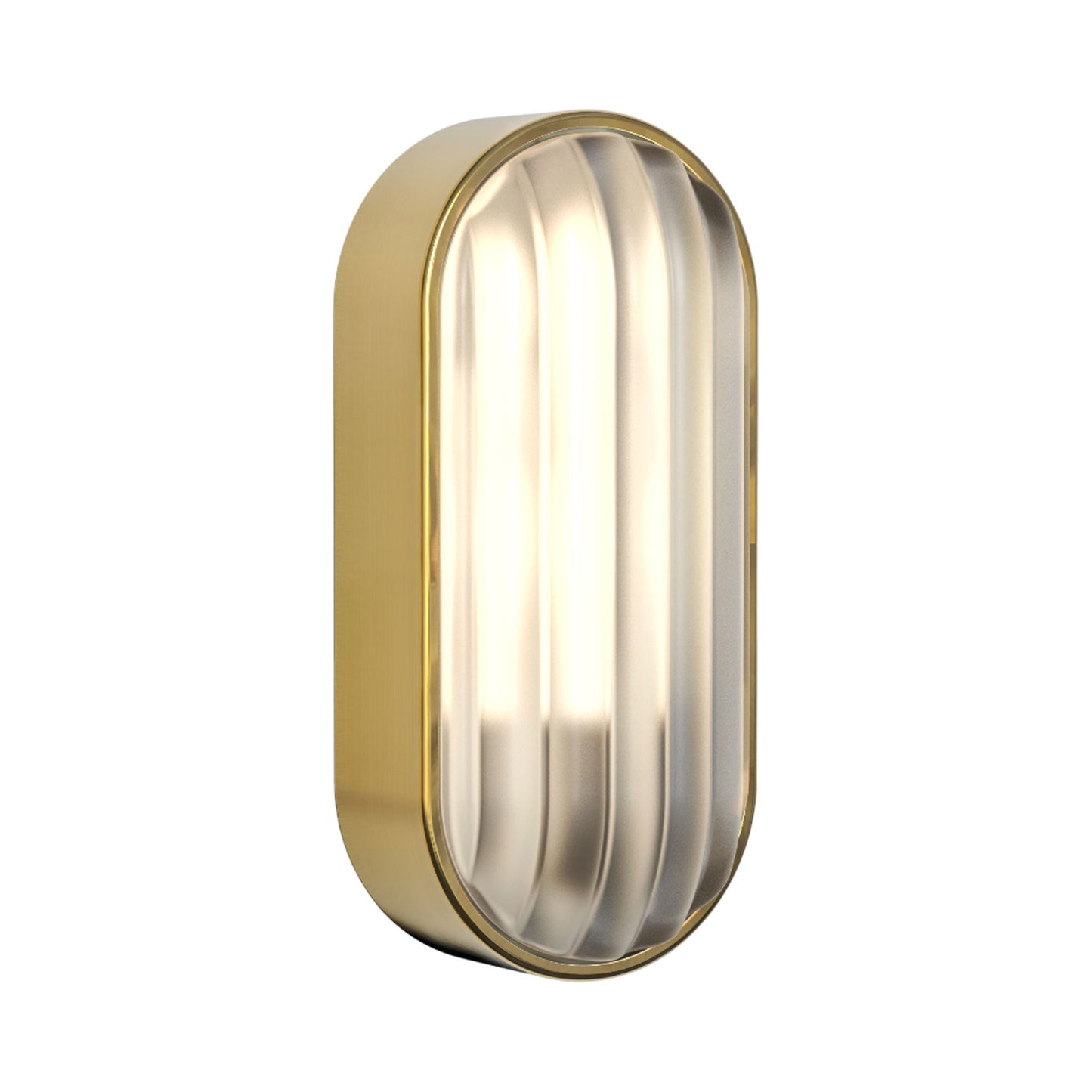 Montreal Ovall Outdoor Wall Light in PVD Brushed Brass.