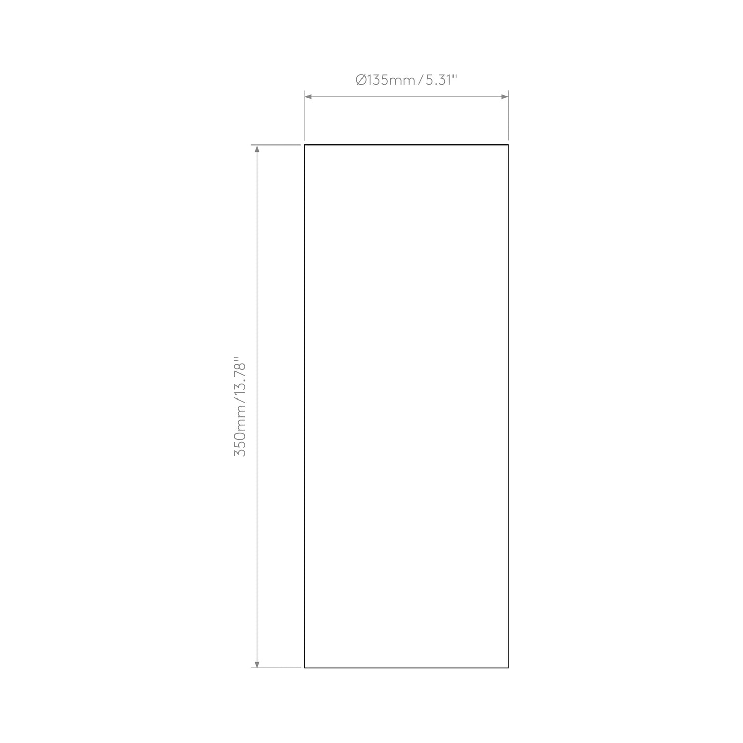Ravello Tube Wall Light - line drawing.