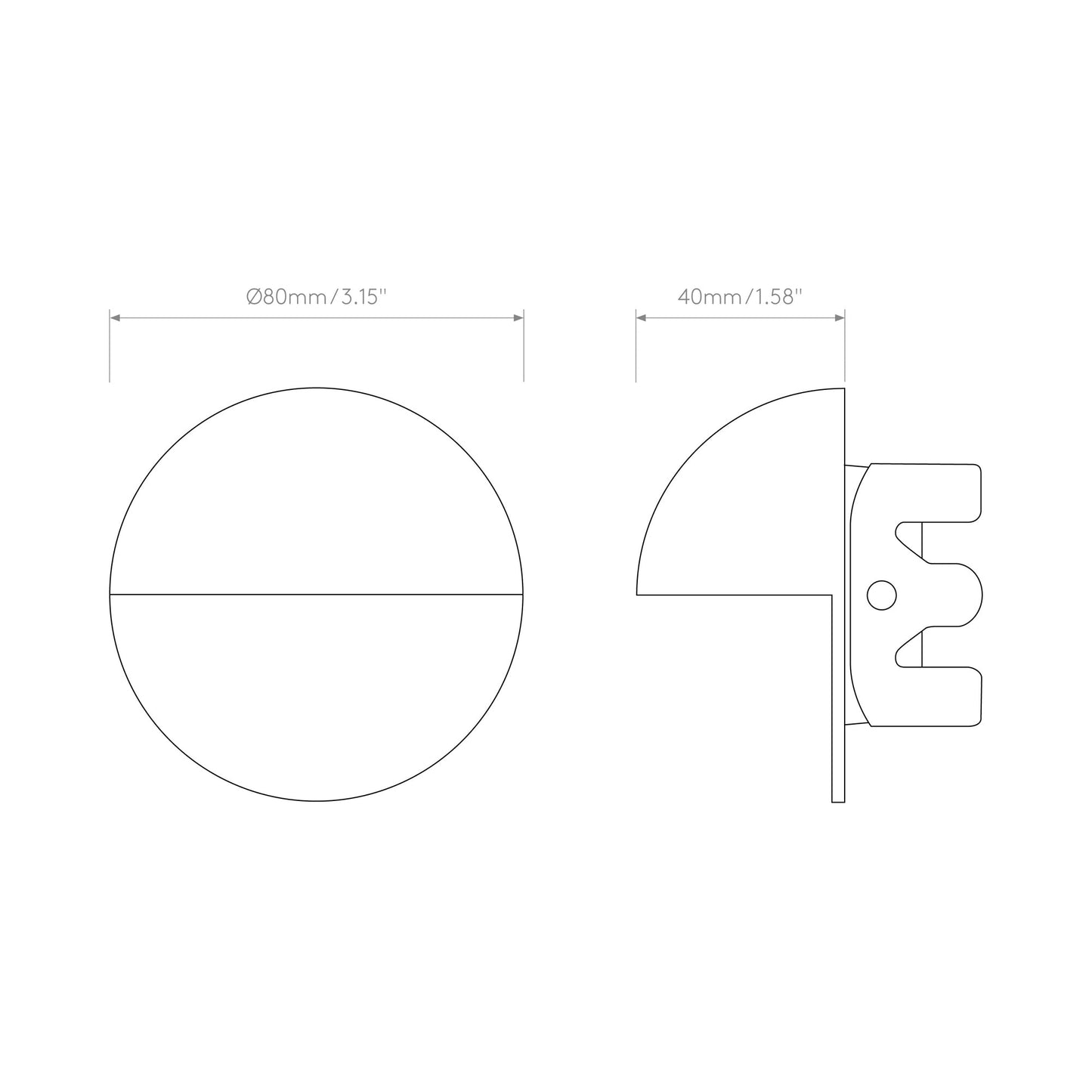 Tivola LED Wall Light - line drawing.