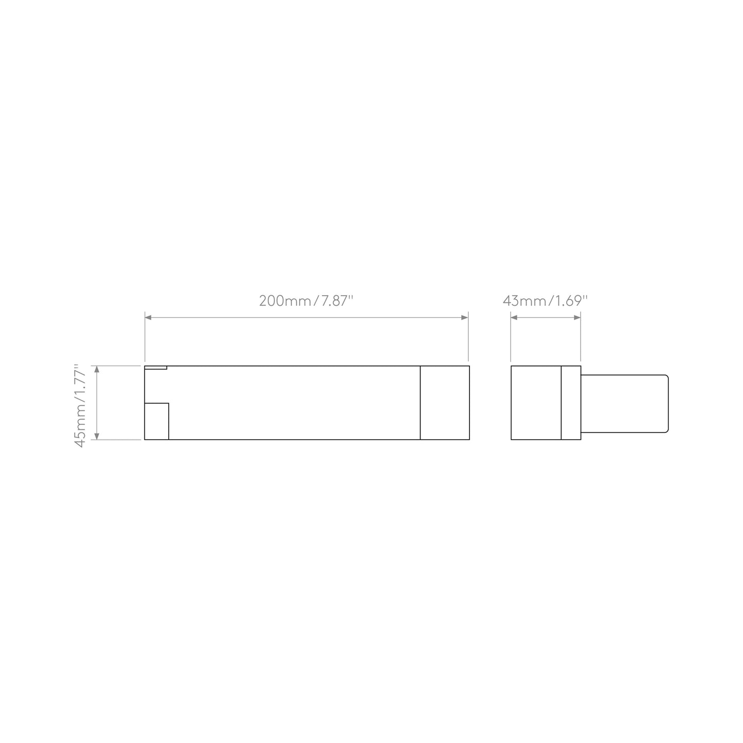 Tosca LED Reading Wall Light - line drawing.