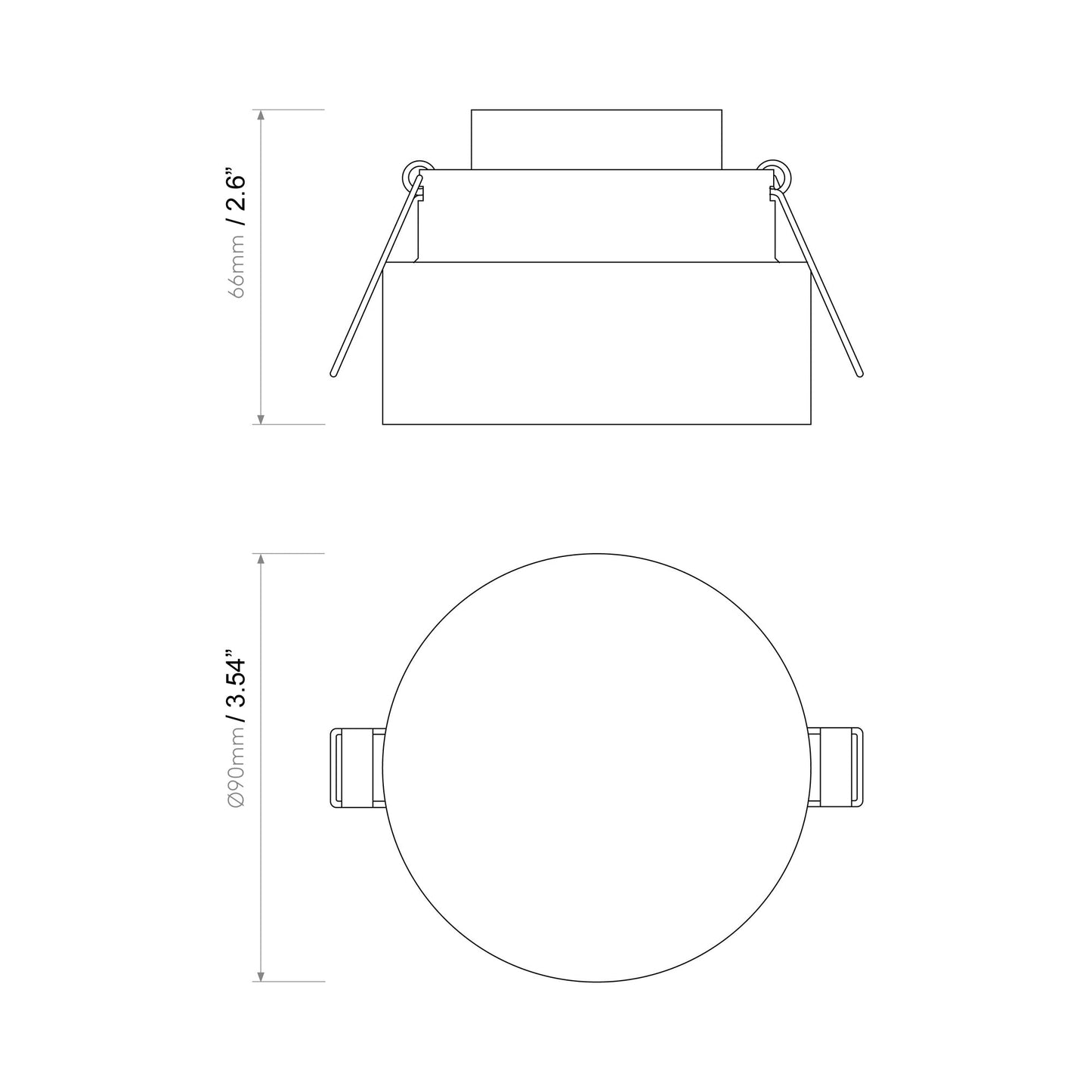 Vancouver Round LED Spot Light - line drawing.