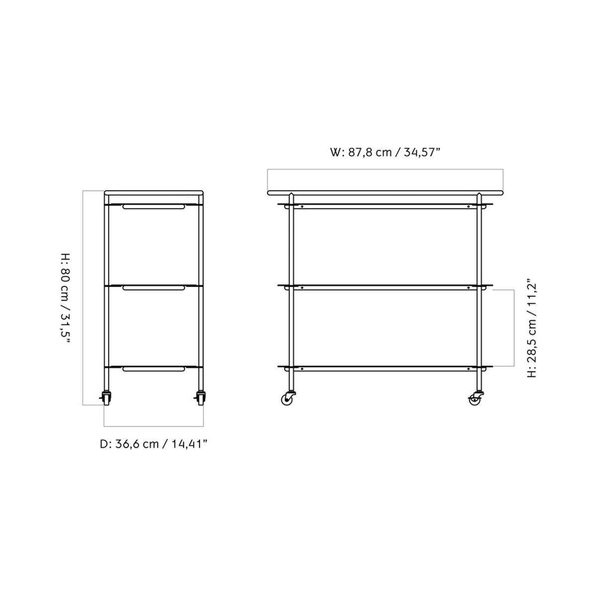 Charging Trolley - line drawing.