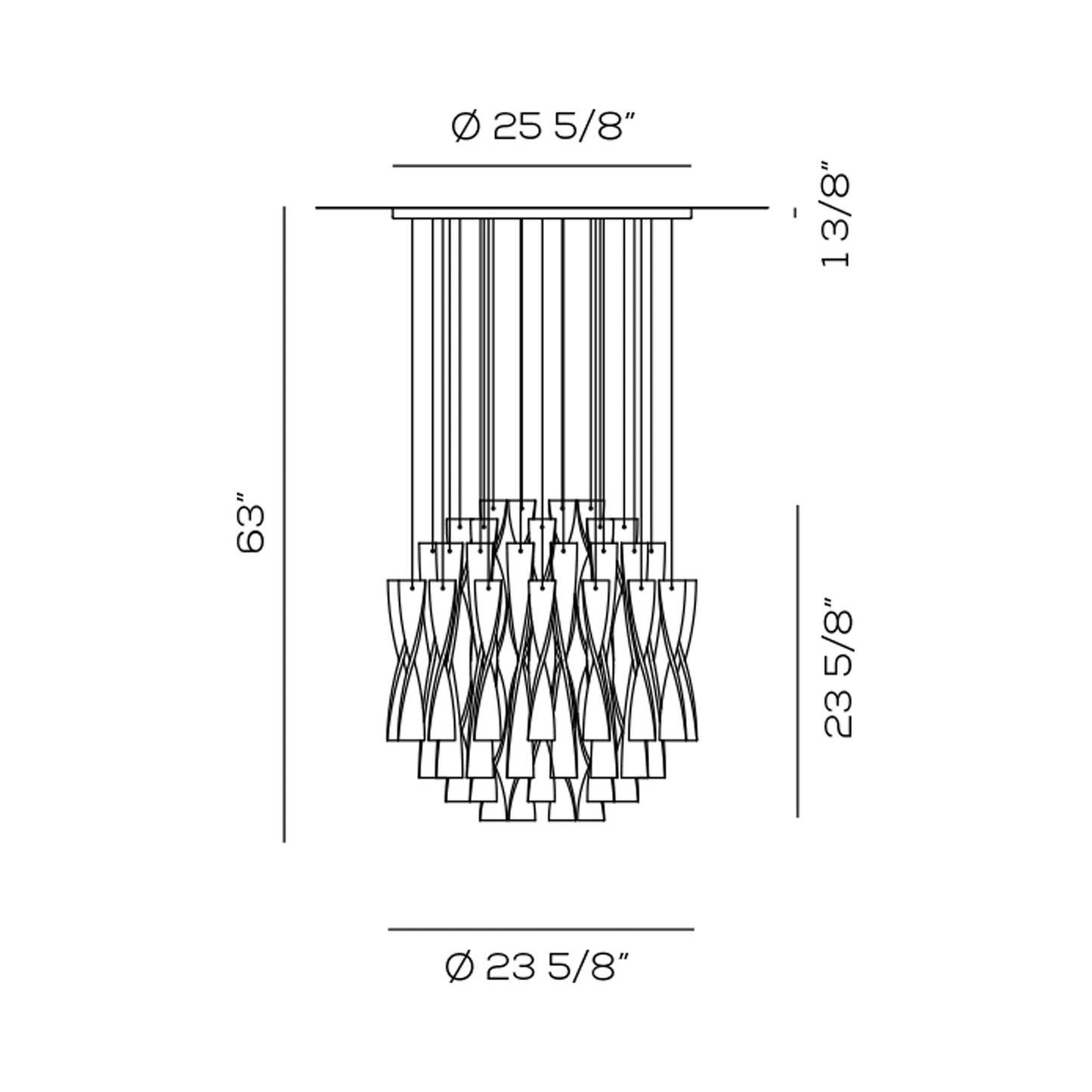 Avir Pendant Light - line drawing.