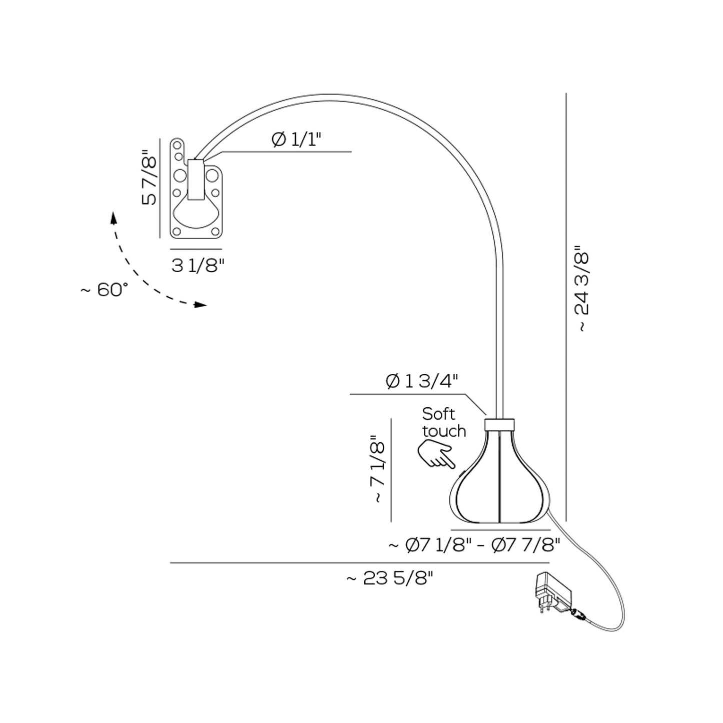 Bul-Bo LED Table Lamp - line drawing.