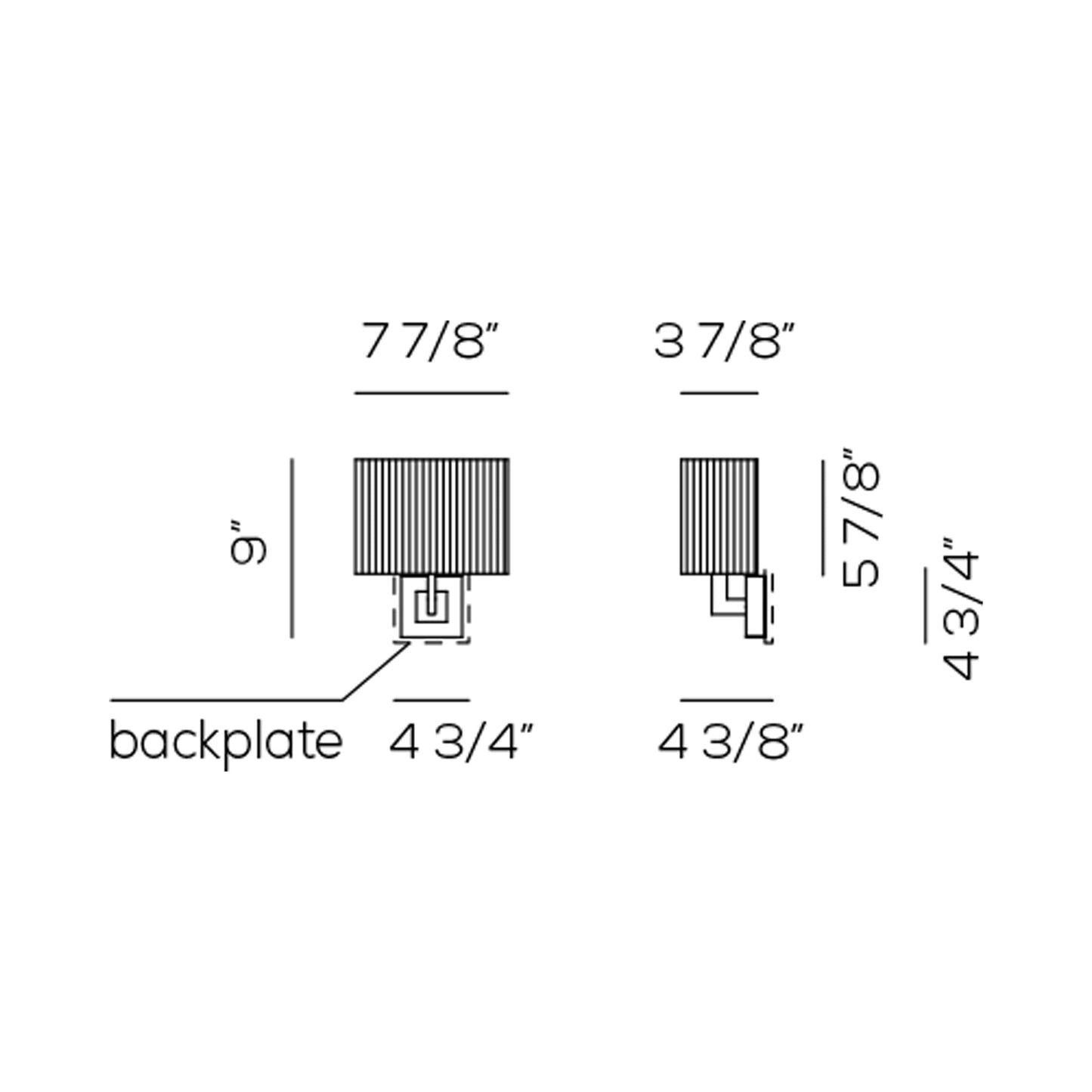 Clavius Backplate Wall Light - line drawing.