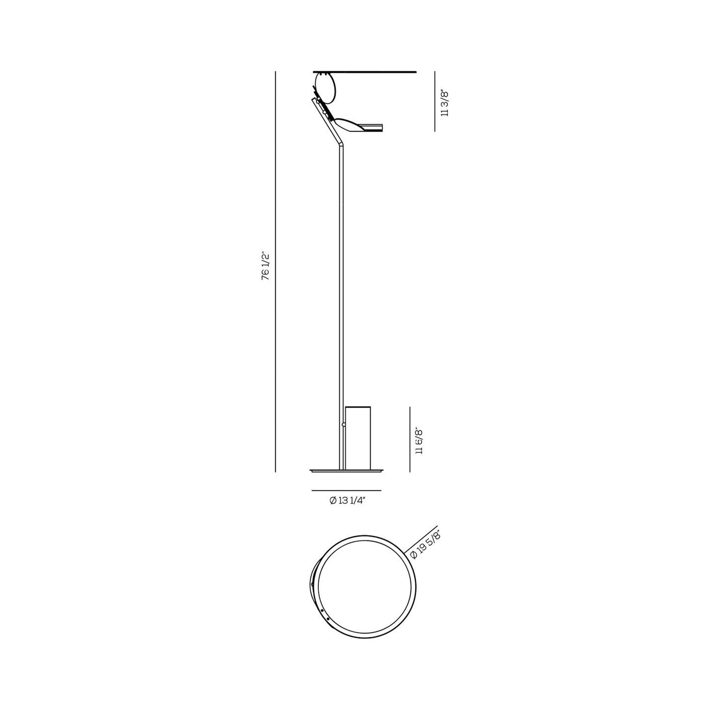 Cut LED Floor Lamp - line drawing.