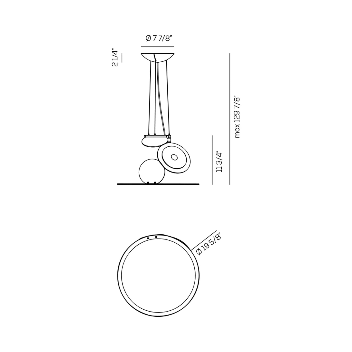 Cut LED Pendant Light - line drawing.