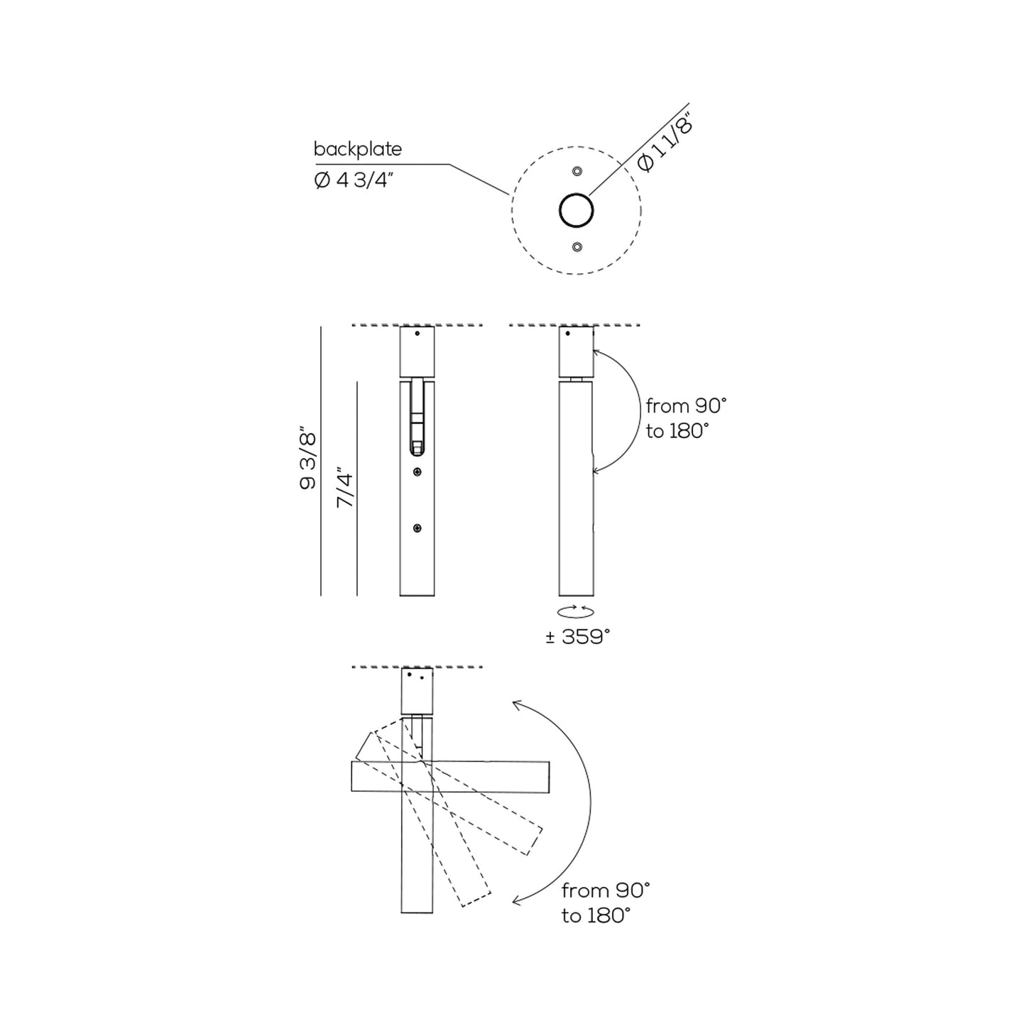 Ego LED Ceiling / Wall Light - line drawing.