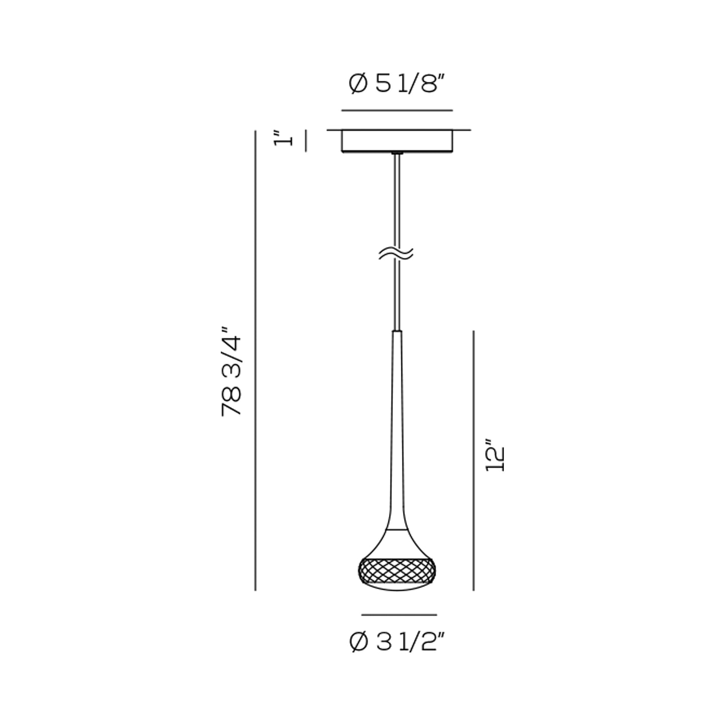 Fairy LED Pendant Light - line drawing.