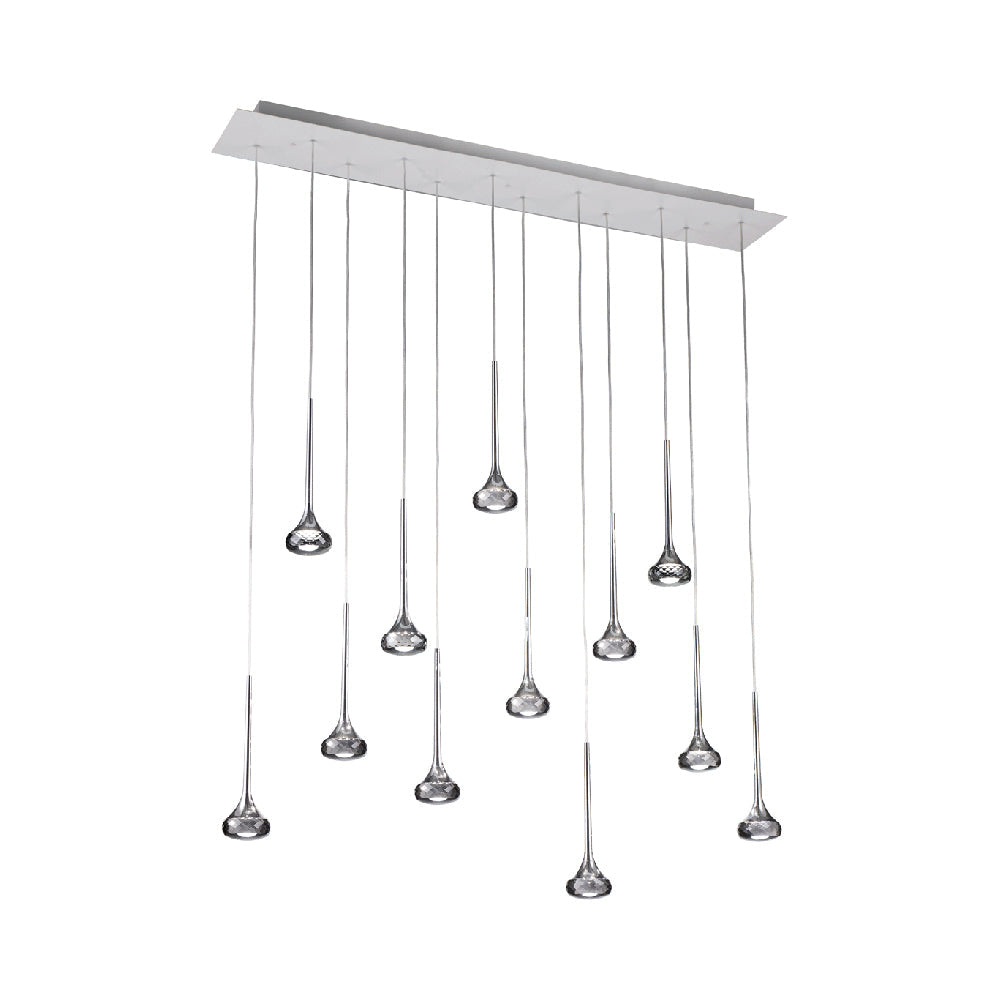Fairy Linear LED Pendant Light in Grey/Chrome.